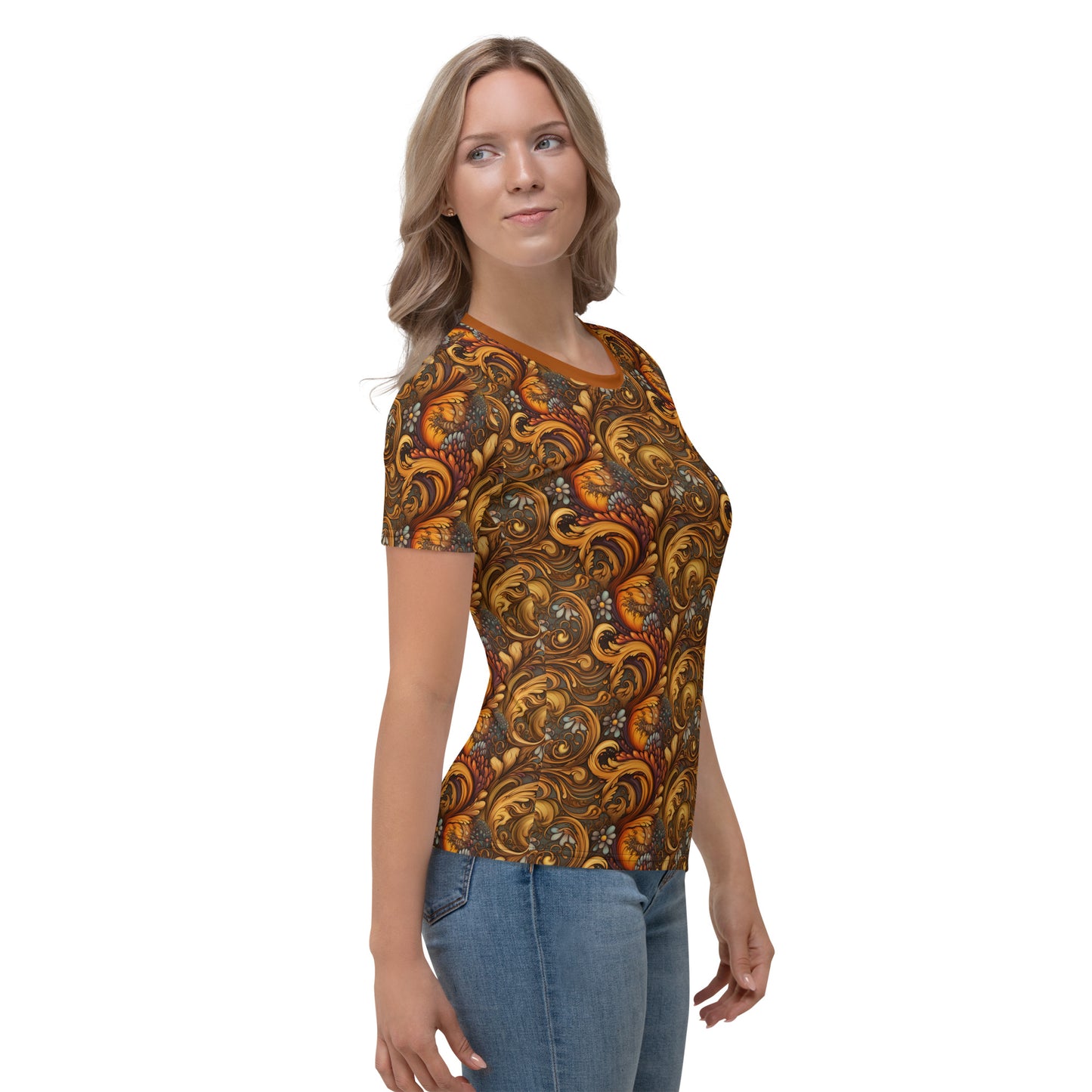 AllOver-Damen-T-Shirt - Paisley-Herbstfarben