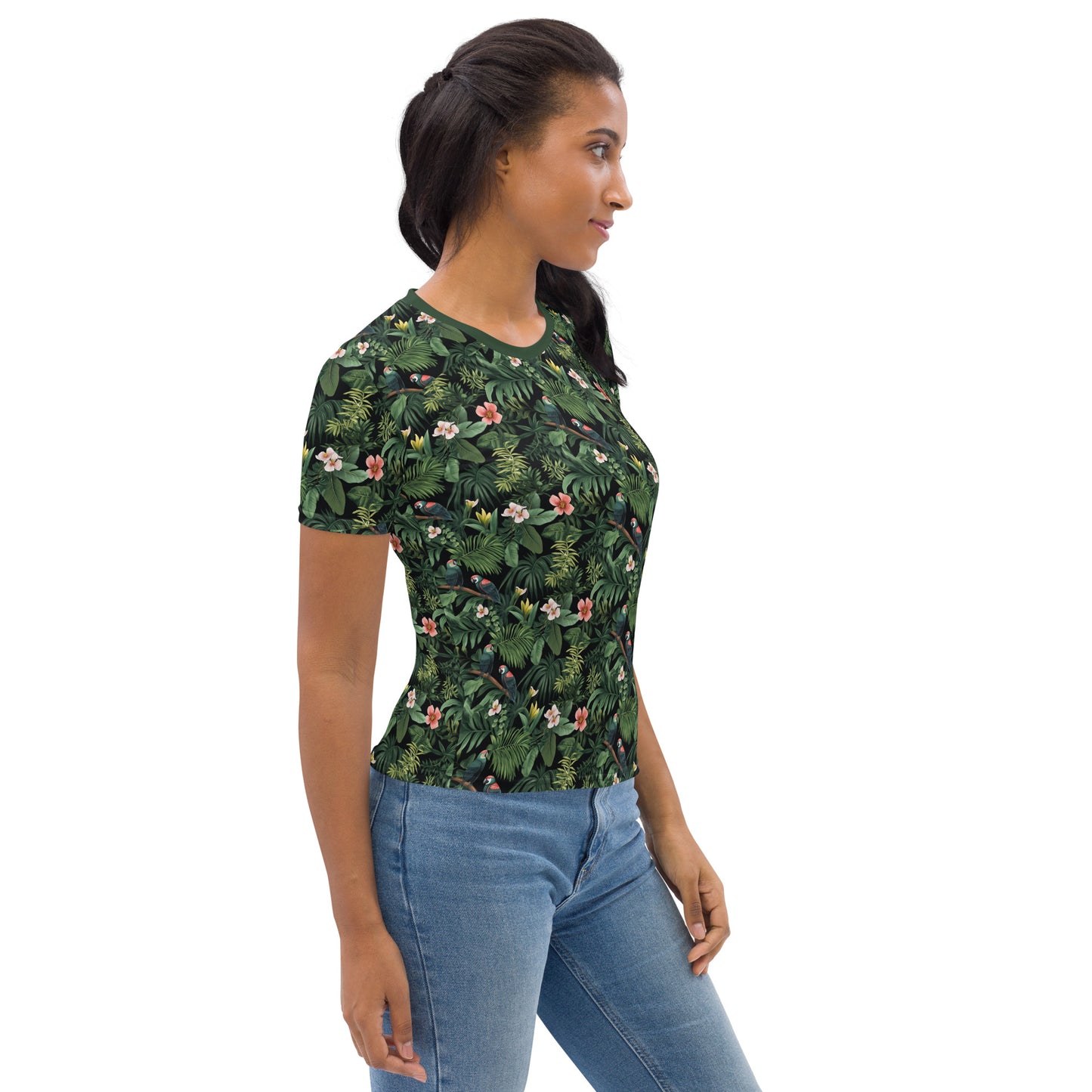AllOver-Damen-T-Shirt - Papagei im Urwald
