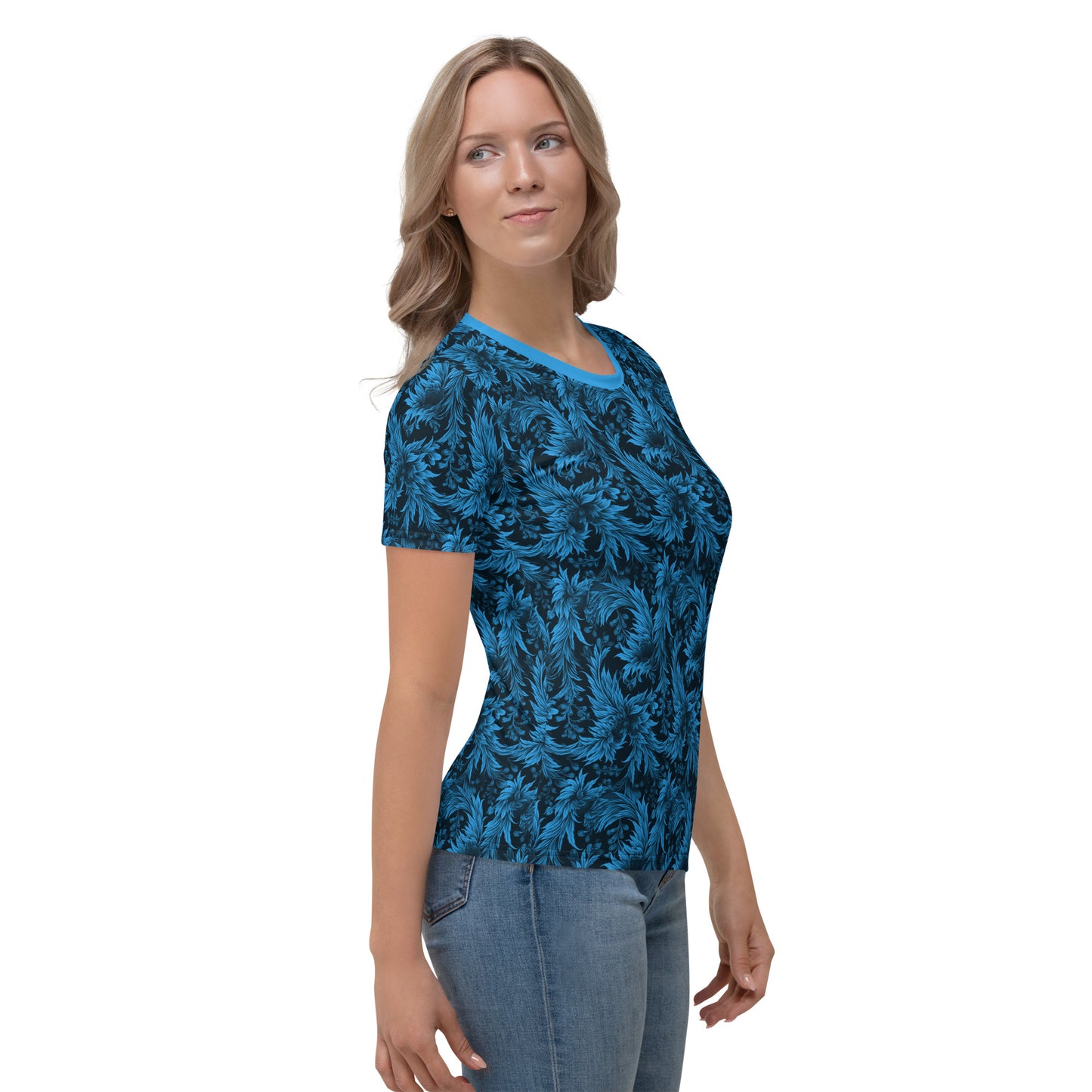 AllOver-Damen-T-Shirt - Exoticblüte-Blau