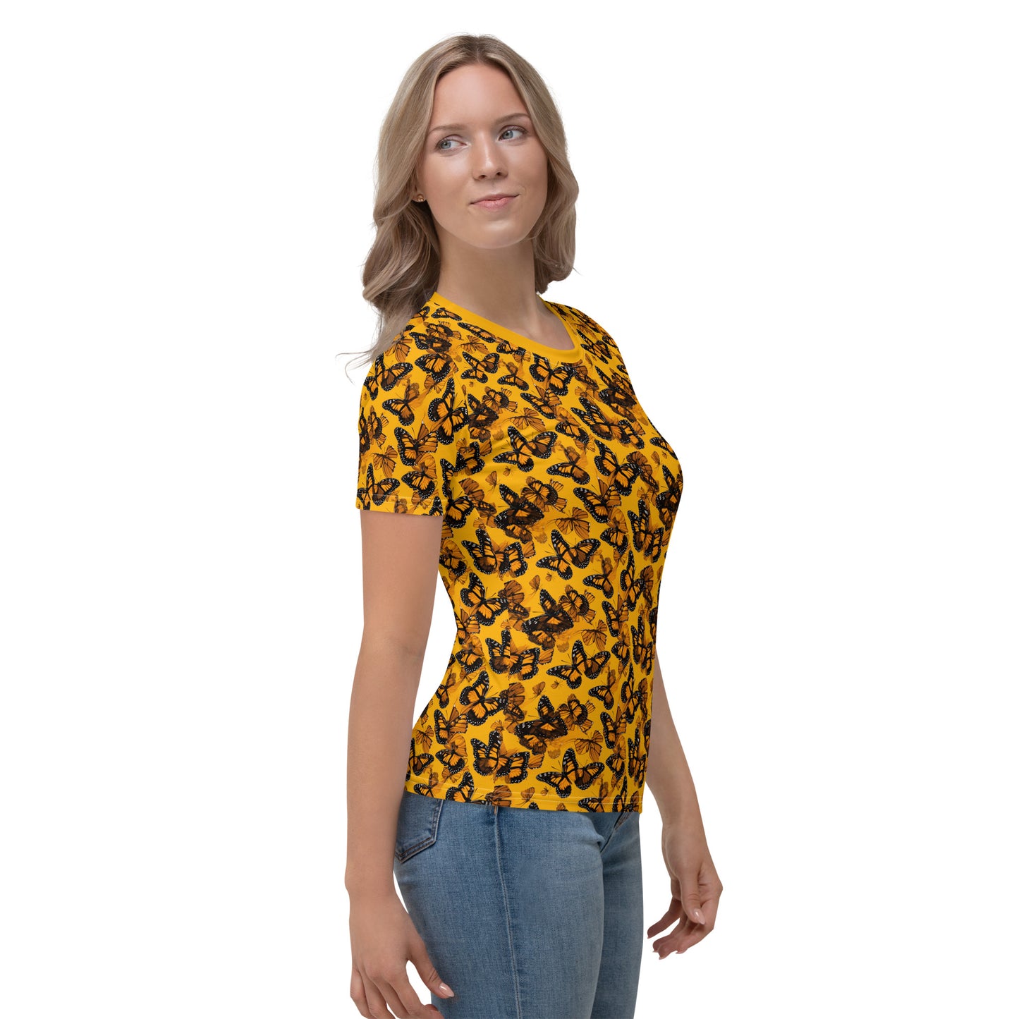 AllOver-Damen-T-Shirt - Schmetterlinge Gelb