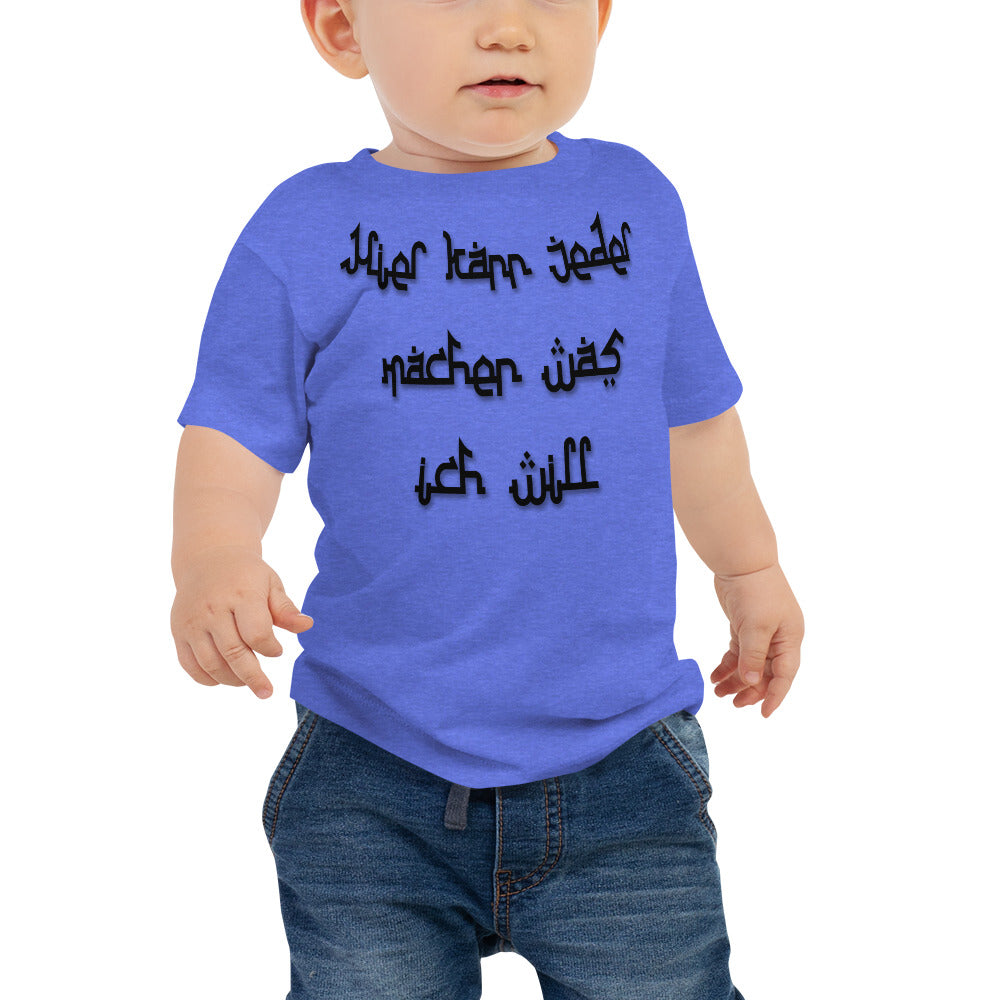 Kurzärmeliges Baby-Jersey-T-Shirt - Hier kann jeder....