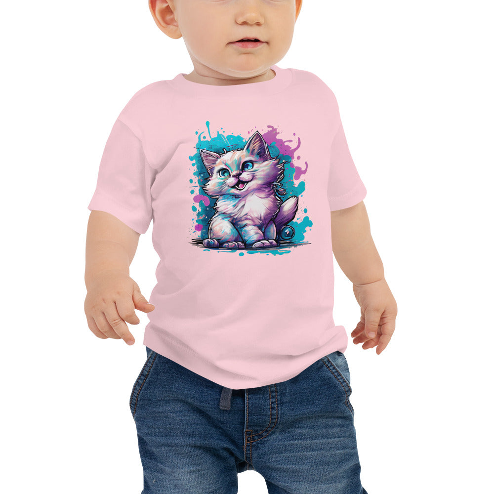 Kurzärmeliges Baby-Jersey-T-Shirt - Cute Cat