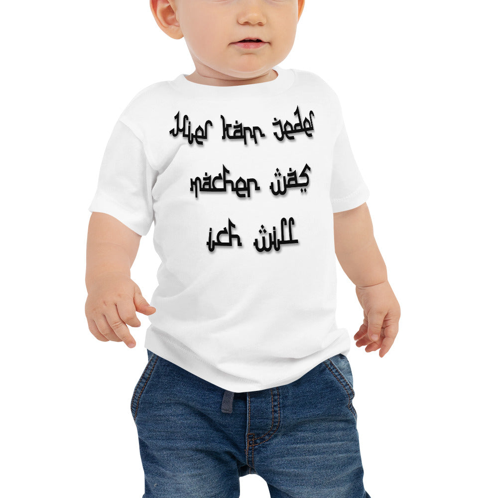 Kurzärmeliges Baby-Jersey-T-Shirt - Hier kann jeder....