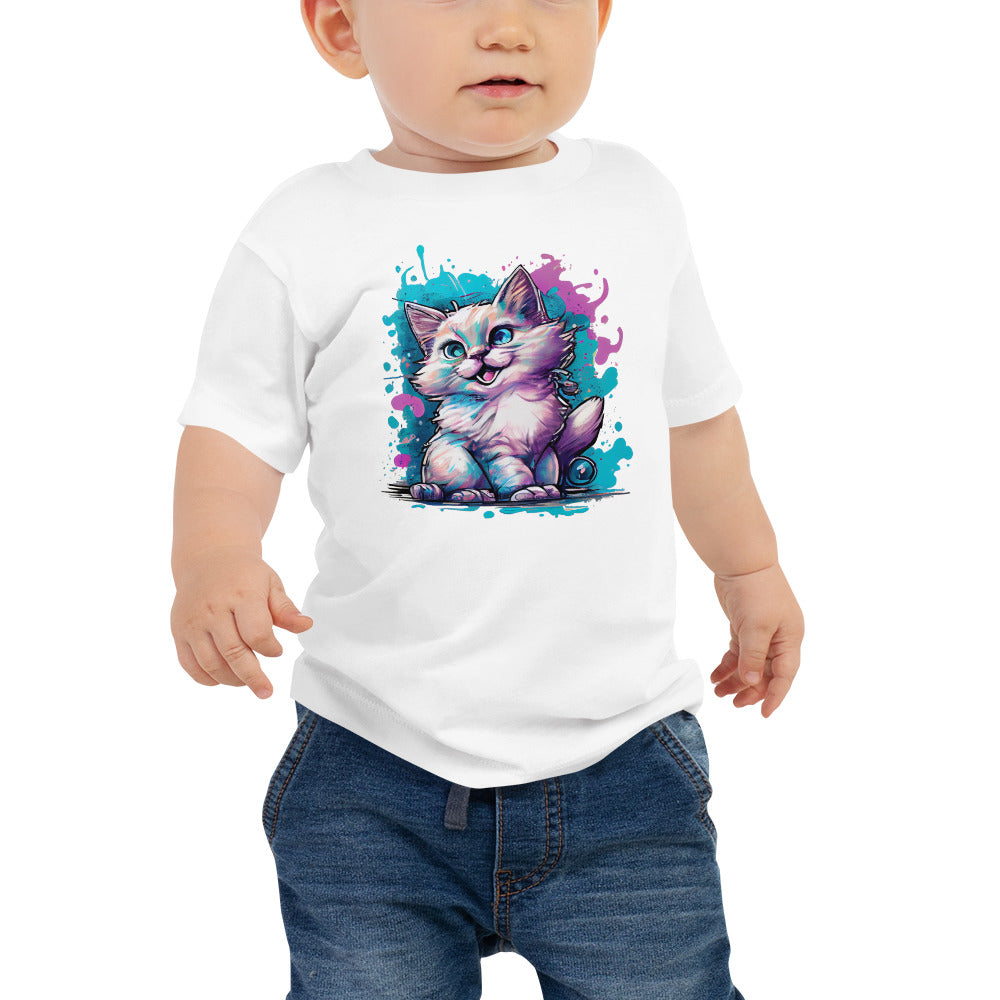 Kurzärmeliges Baby-Jersey-T-Shirt - Cute Cat