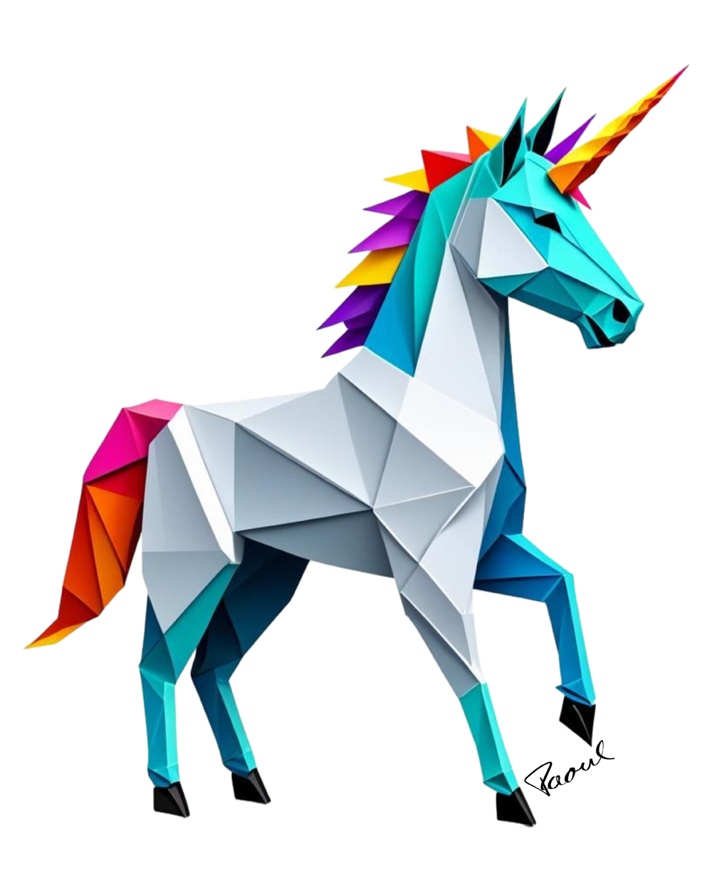 DryBlend® T-Shirt - Origami das bunte Einhorn