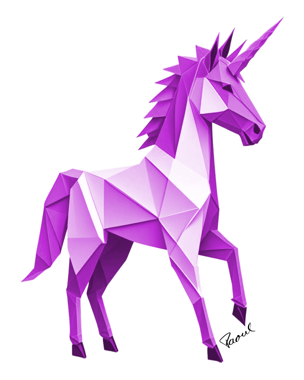 DryBlend® T-Shirt - Origami das lila Einhorn