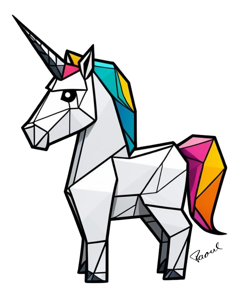 DryBlend® T-Shirt - Origami das weiße Einhorn