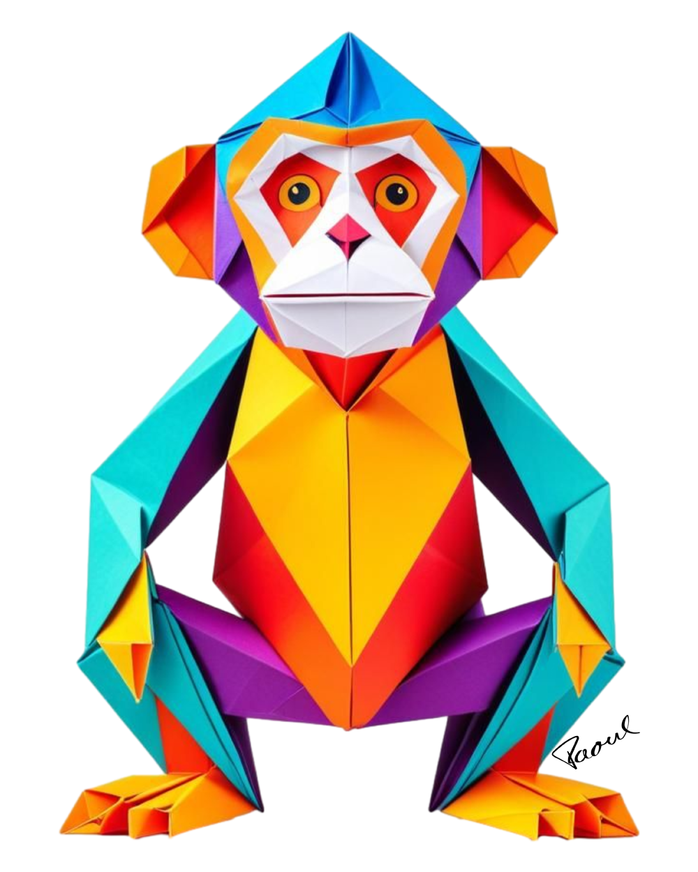 DryBlend® T-Shirt - Origami der bunte Affe