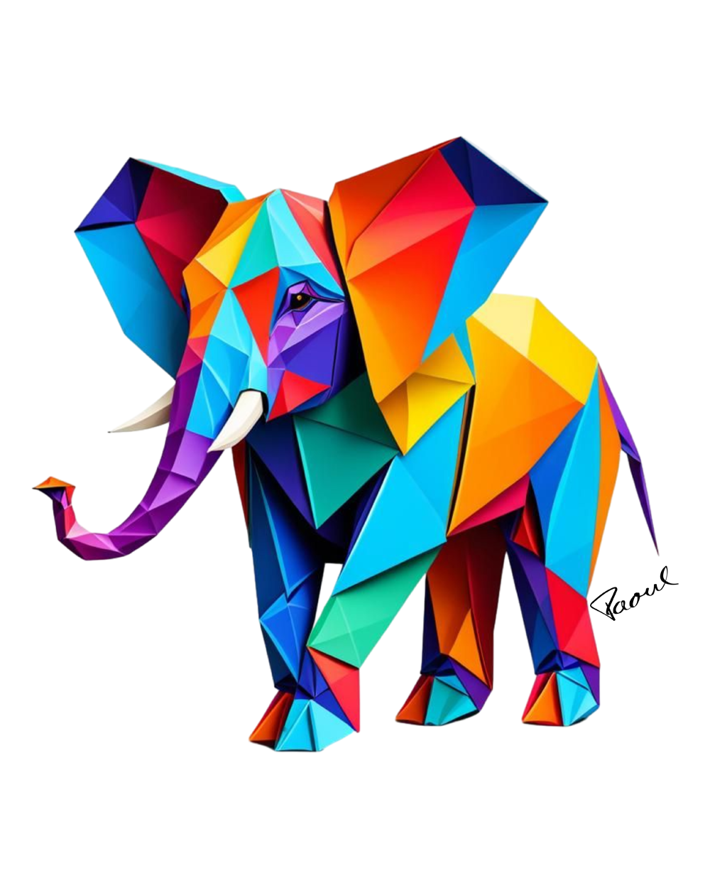 DryBlend® T-Shirt - Origami der bunte Elefant