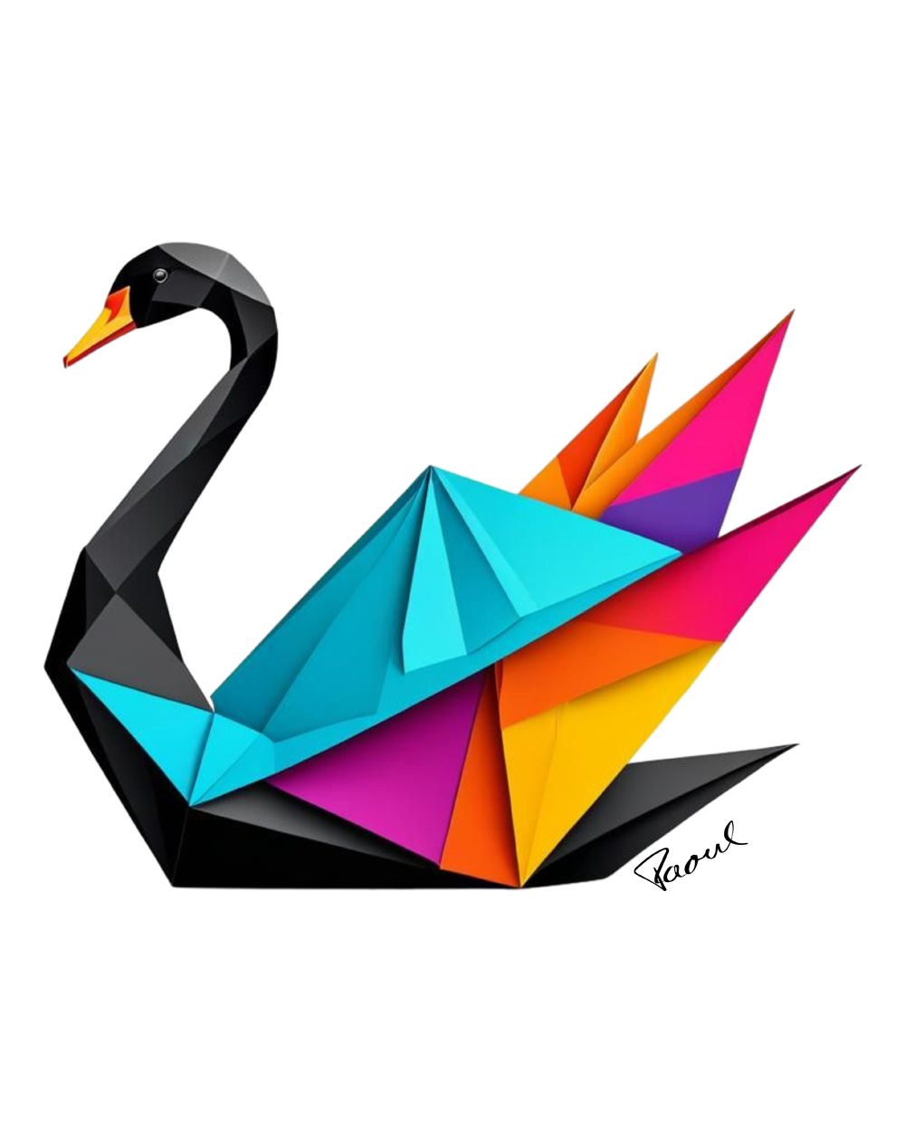 DryBlend® T-Shirt - Origami der schwarze Schwan