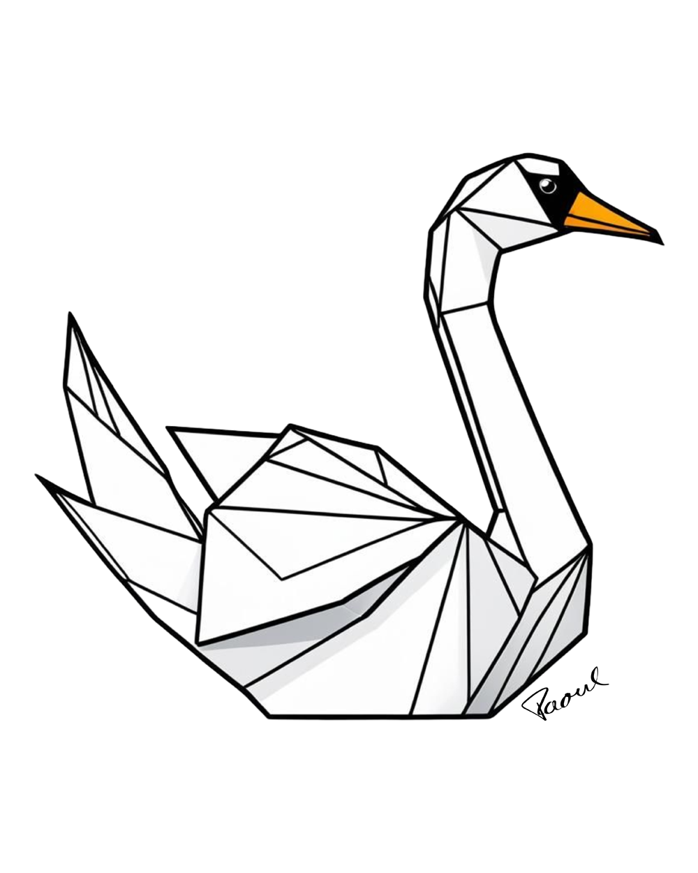 DryBlend® T-Shirt - Origami der weiße Schwan