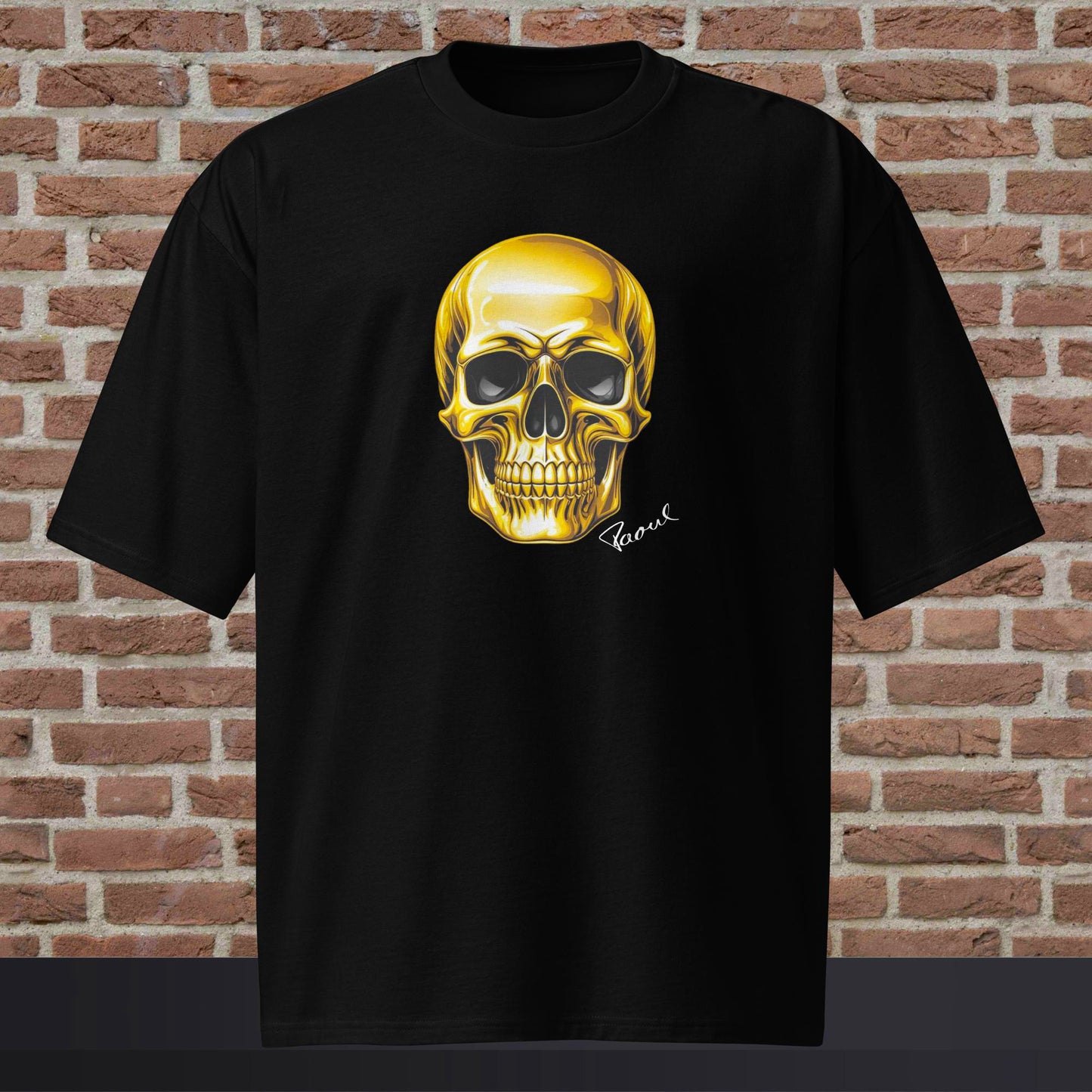 Schweres oversized T-Shirt - golden Skull