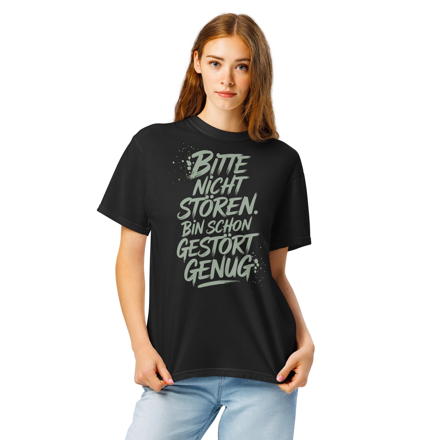 Schweres textilgefärbtes Unisex-T-Shirt - Gestört