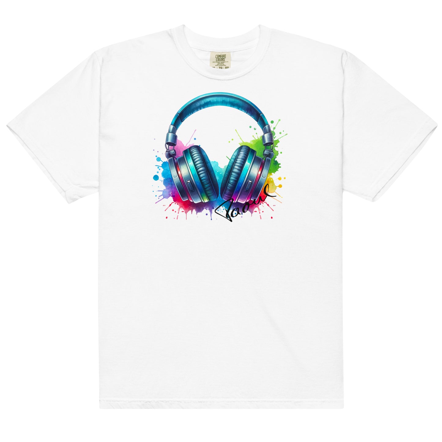 Schweres textilgefärbtes Unisex-T-Shirt - Headphones