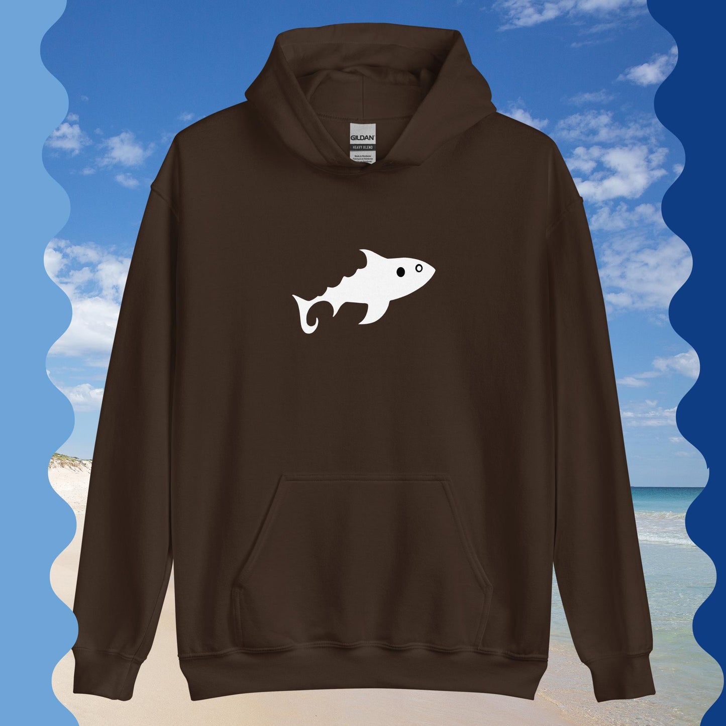 Damen-Kapuzenpullover - Fisch (weiß)