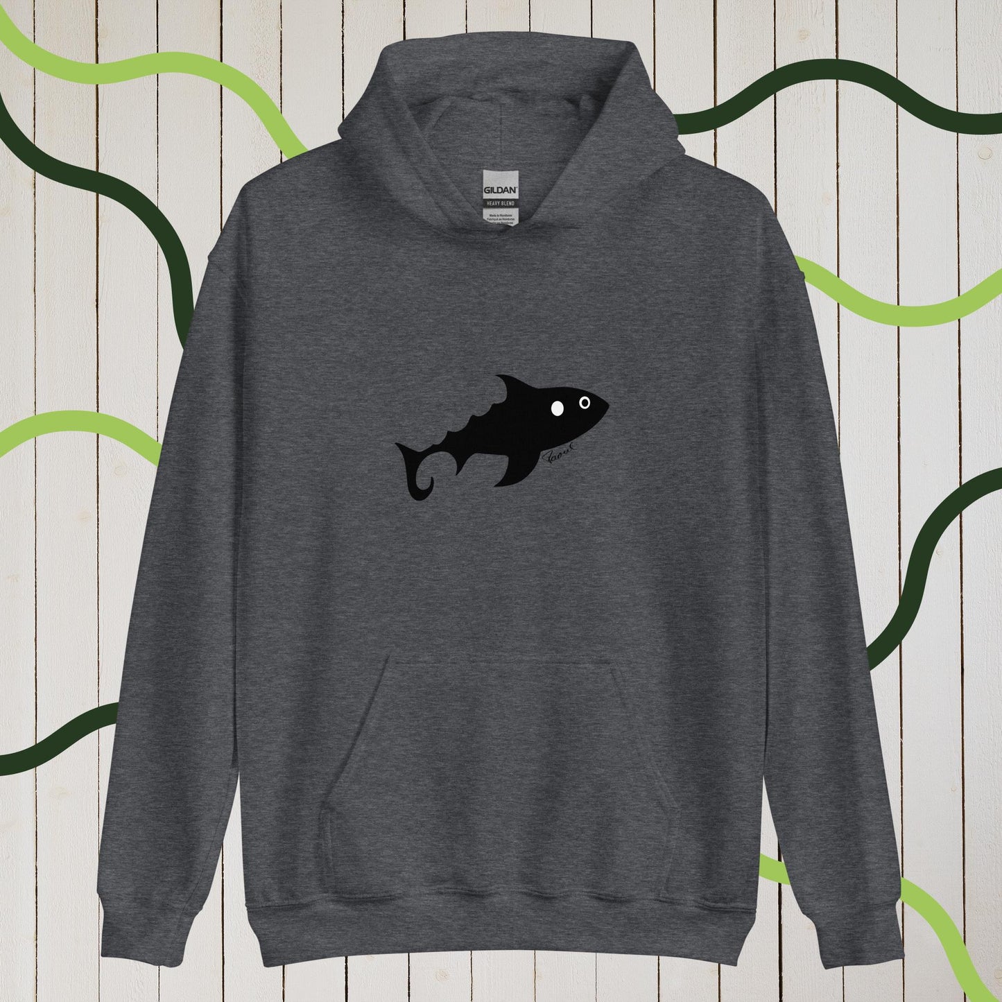 Damen-Kapuzenpullover - Fisch (schwarz)