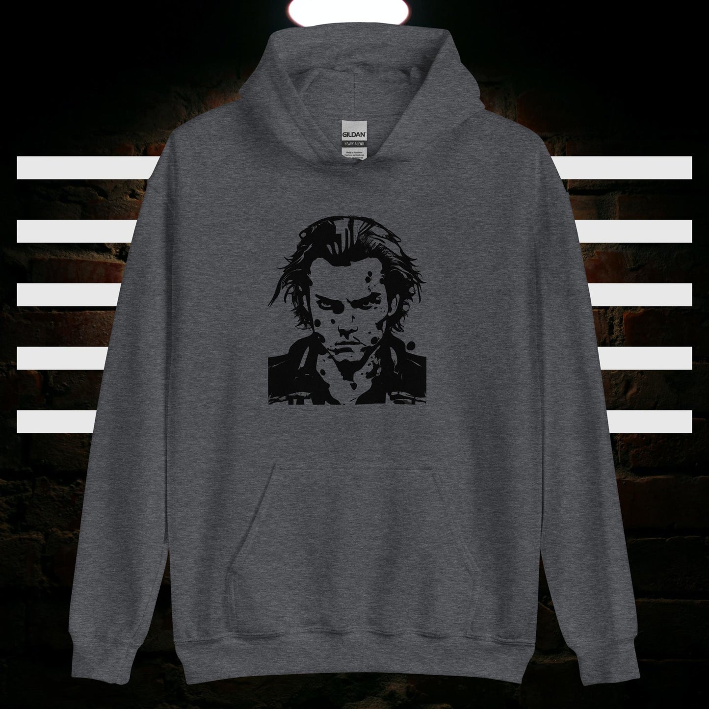 Herren-Kapuzenpullover - Kopf Silhouette (schwarz)