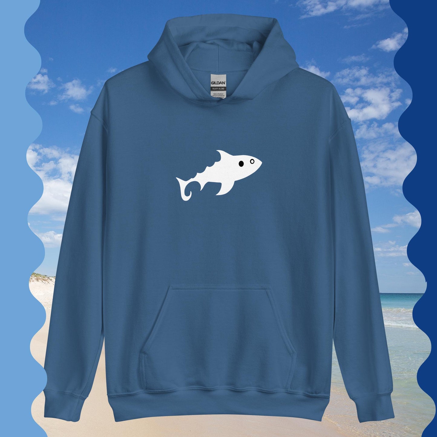 Damen-Kapuzenpullover - Fisch (weiß)