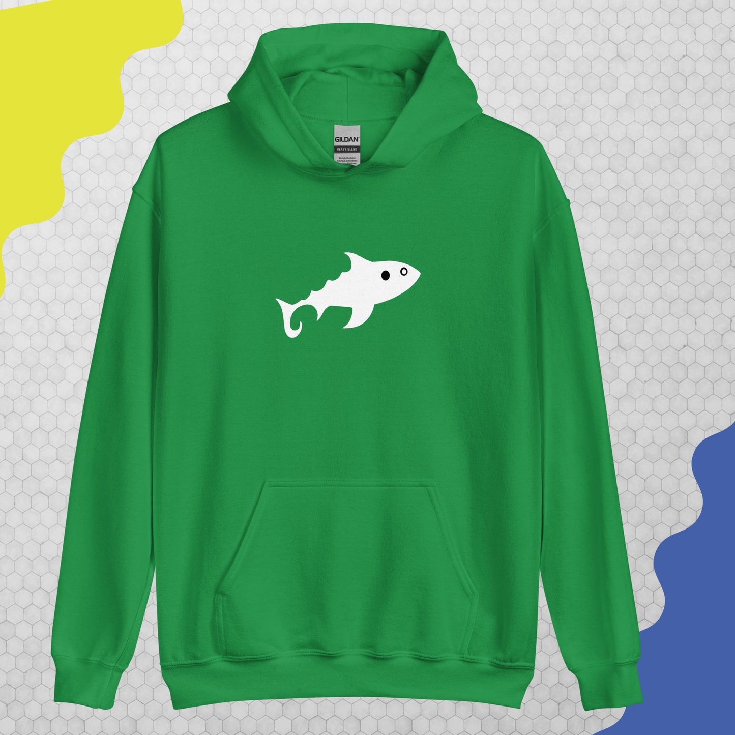 Herren-Kapuzenpullover - Fisch (weiß)