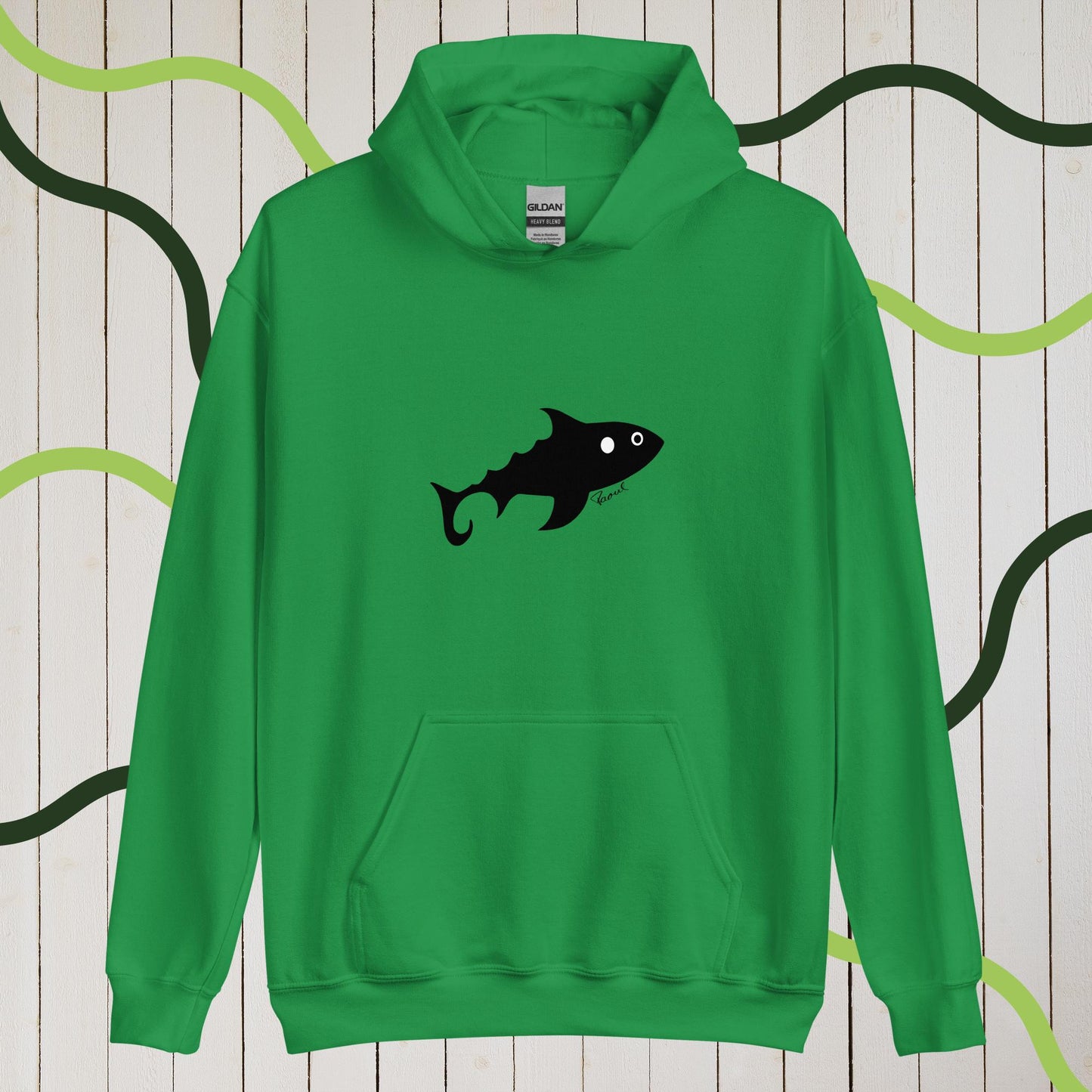 Damen-Kapuzenpullover - Fisch (schwarz)