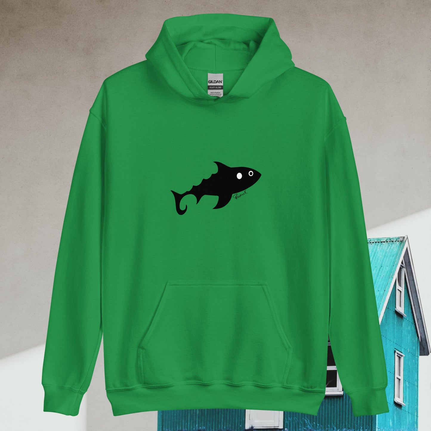 Herren-Kapuzenpullover - Fisch (schwarz)