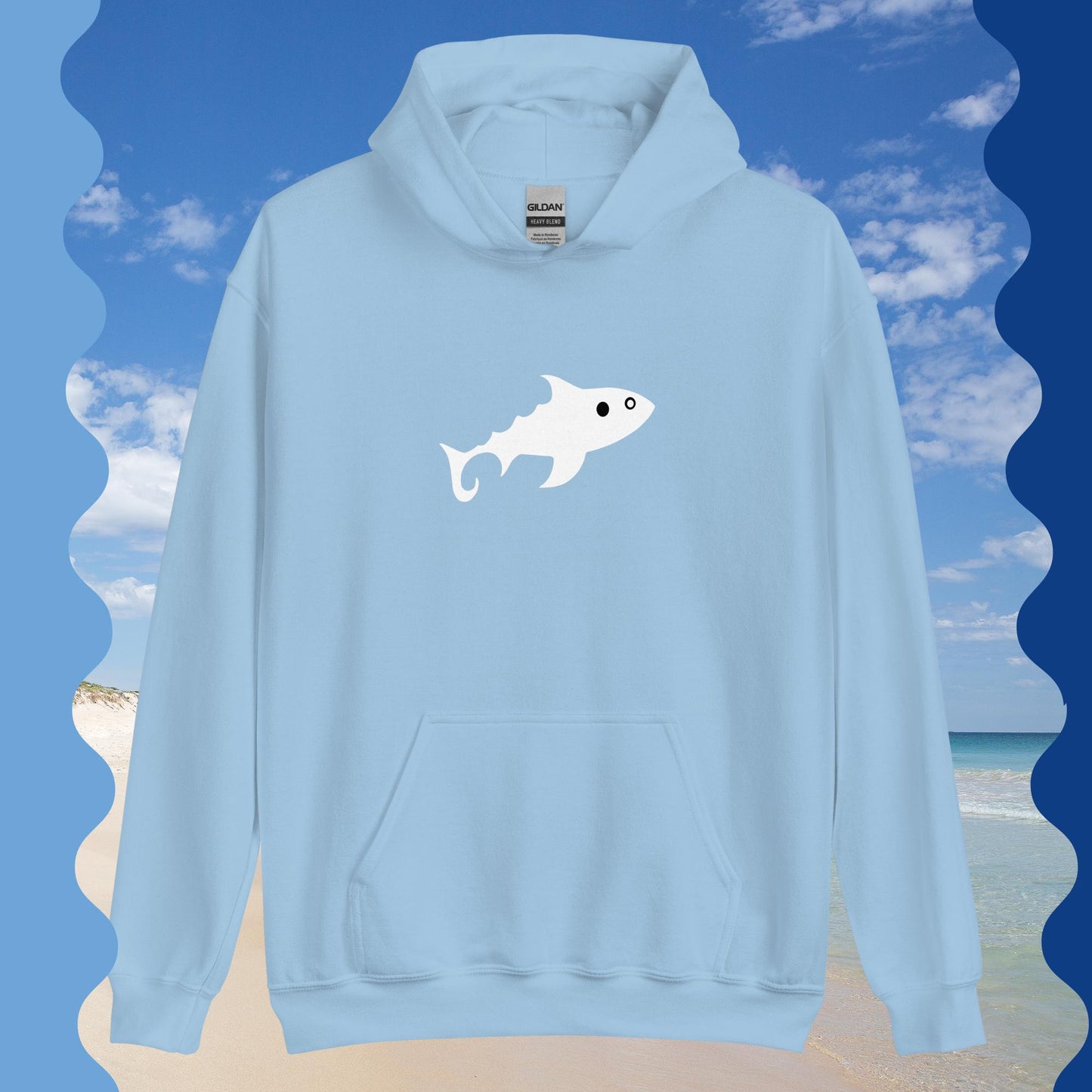 Damen-Kapuzenpullover - Fisch (weiß)