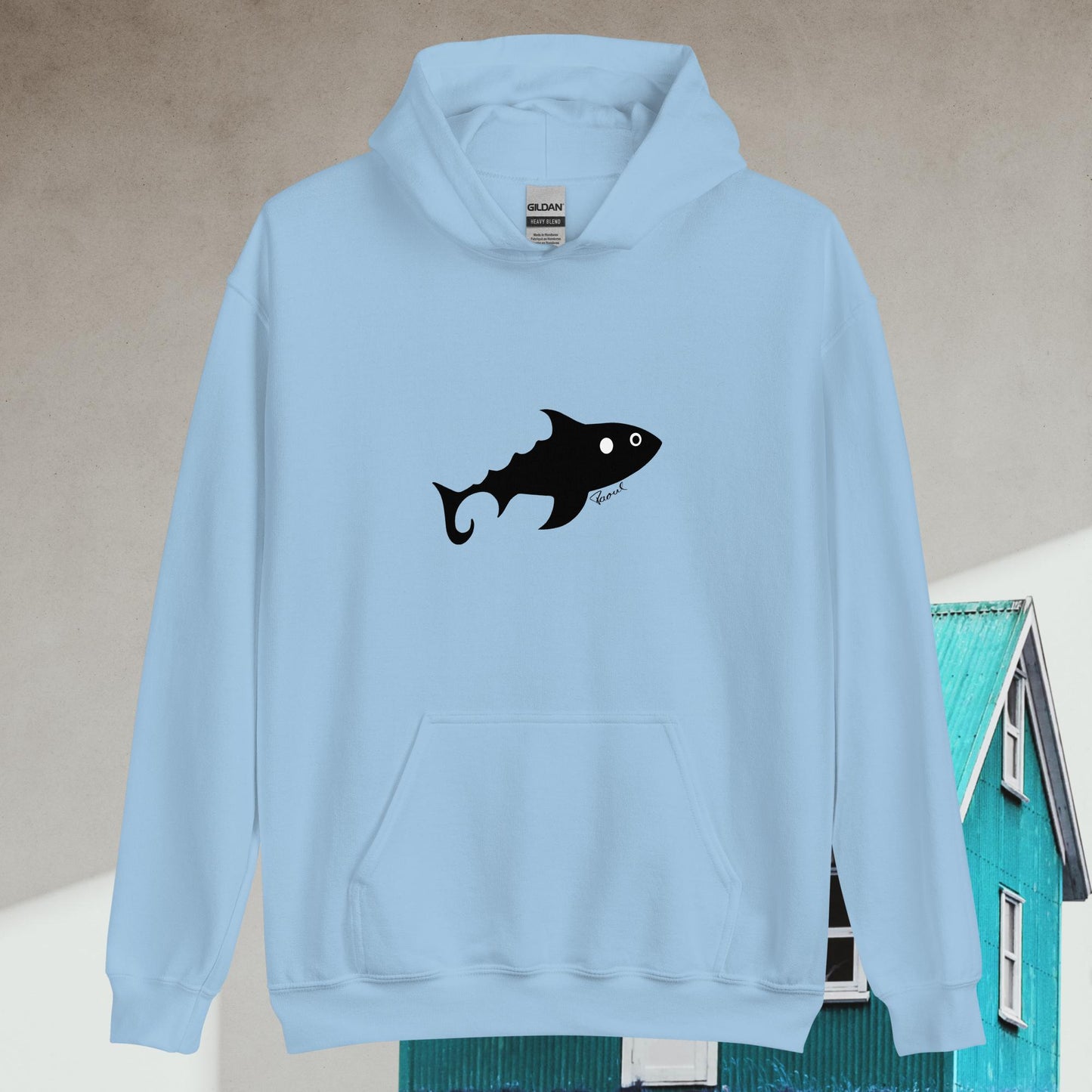 Herren-Kapuzenpullover - Fisch (schwarz)