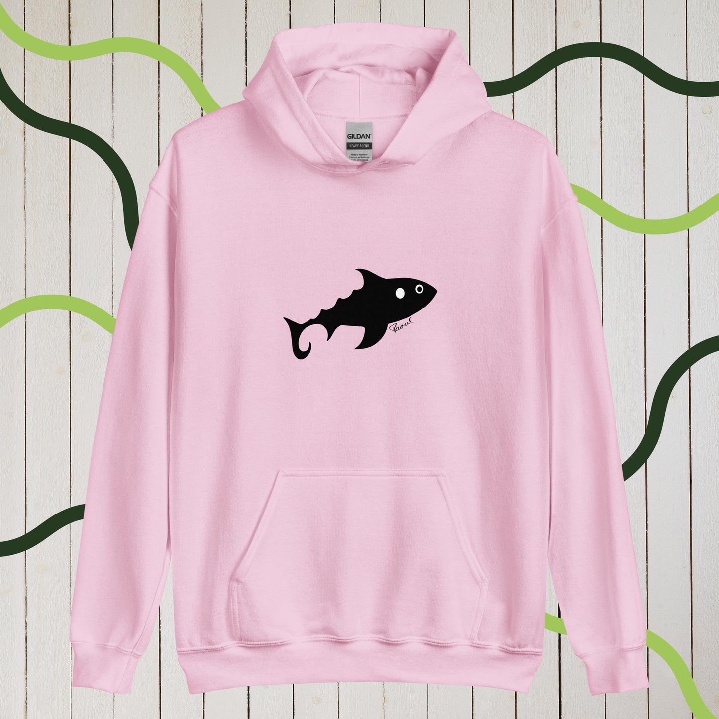 Damen-Kapuzenpullover - Fisch (schwarz)