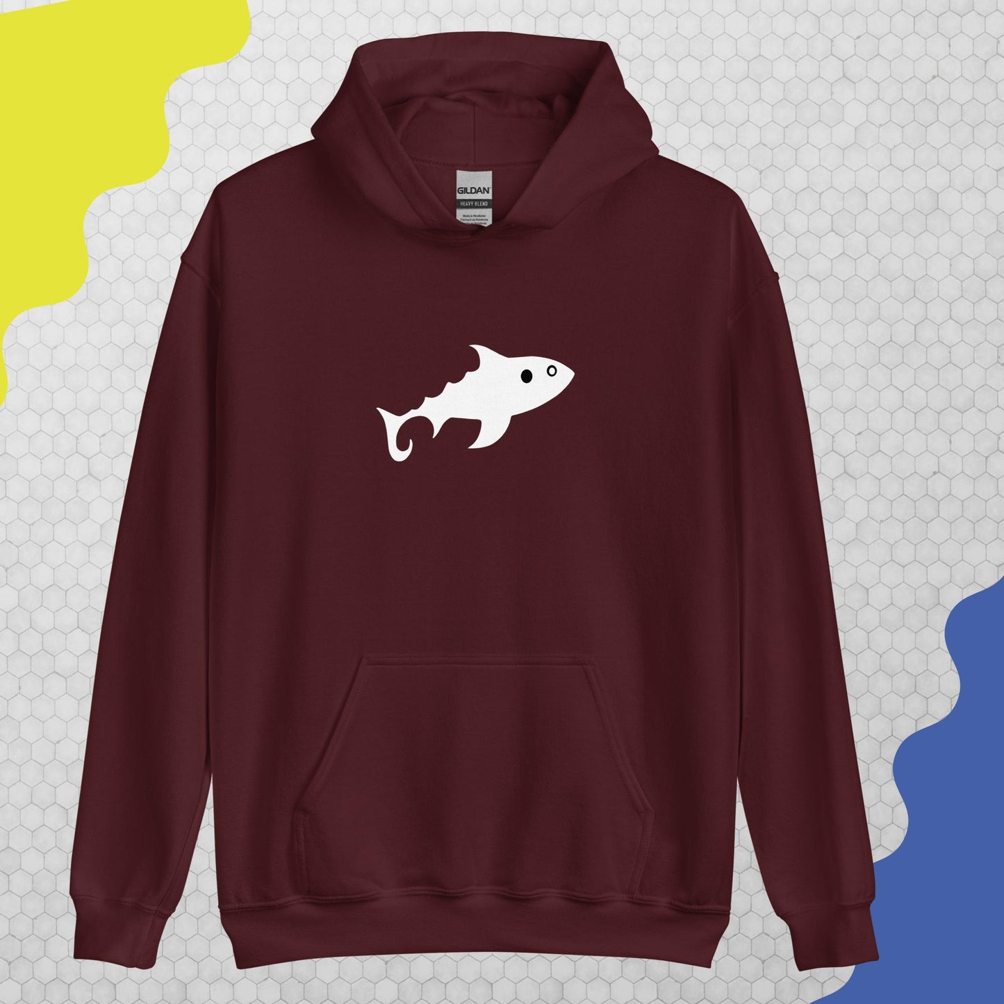 Herren-Kapuzenpullover - Fisch (weiß)