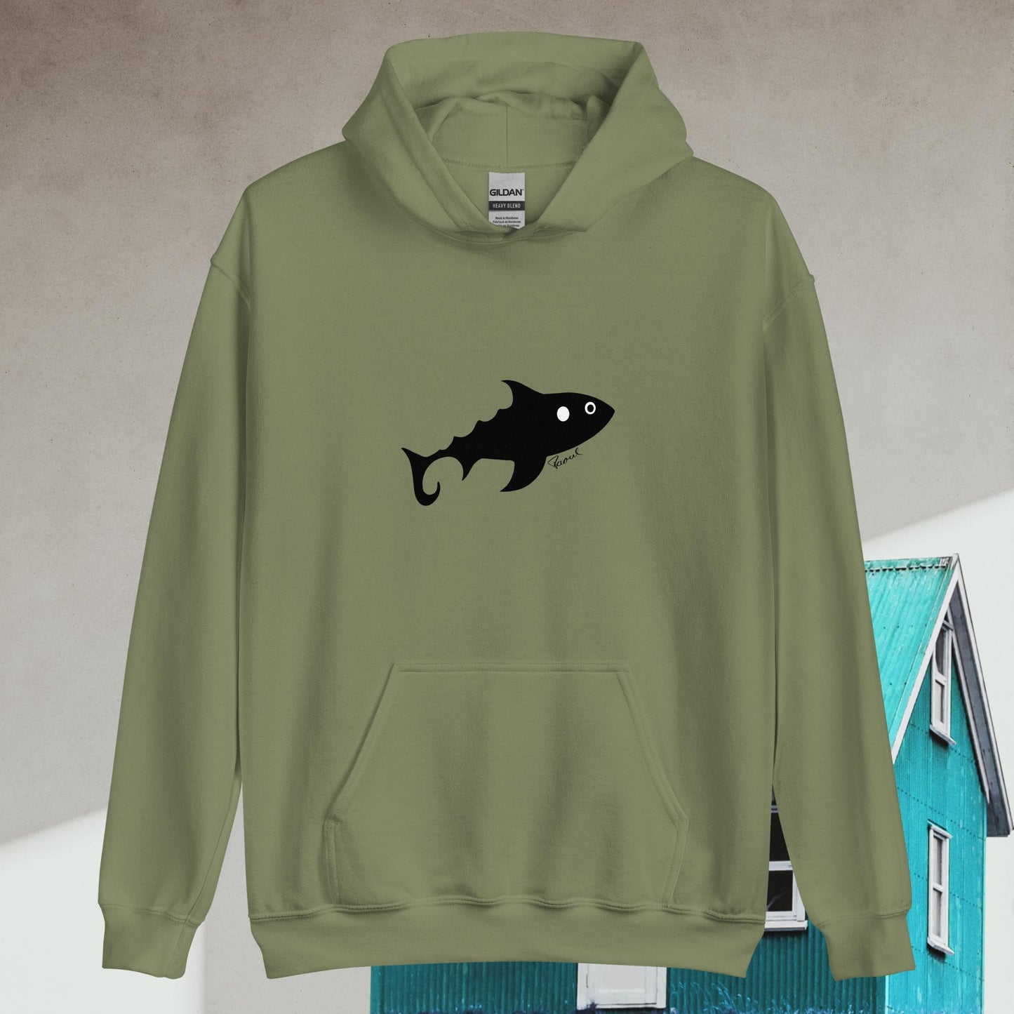 Herren-Kapuzenpullover - Fisch (schwarz)