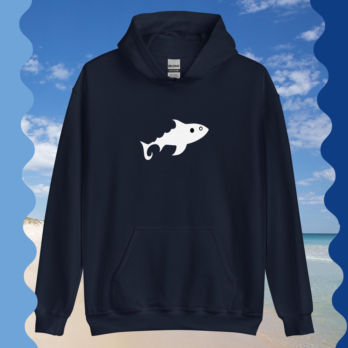 Damen-Kapuzenpullover - Fisch (weiß)