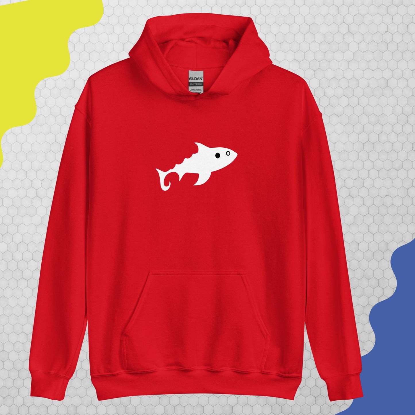 Herren-Kapuzenpullover - Fisch (weiß)
