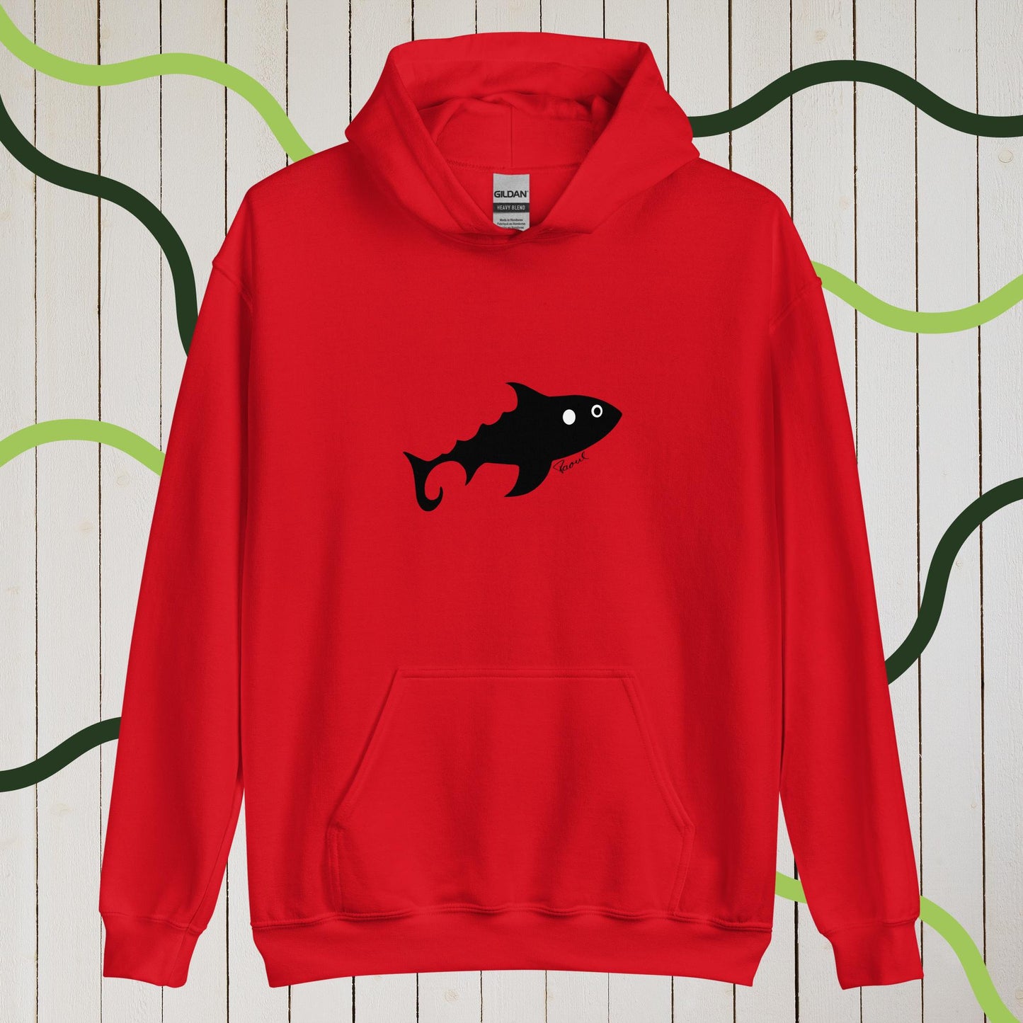 Damen-Kapuzenpullover - Fisch (schwarz)