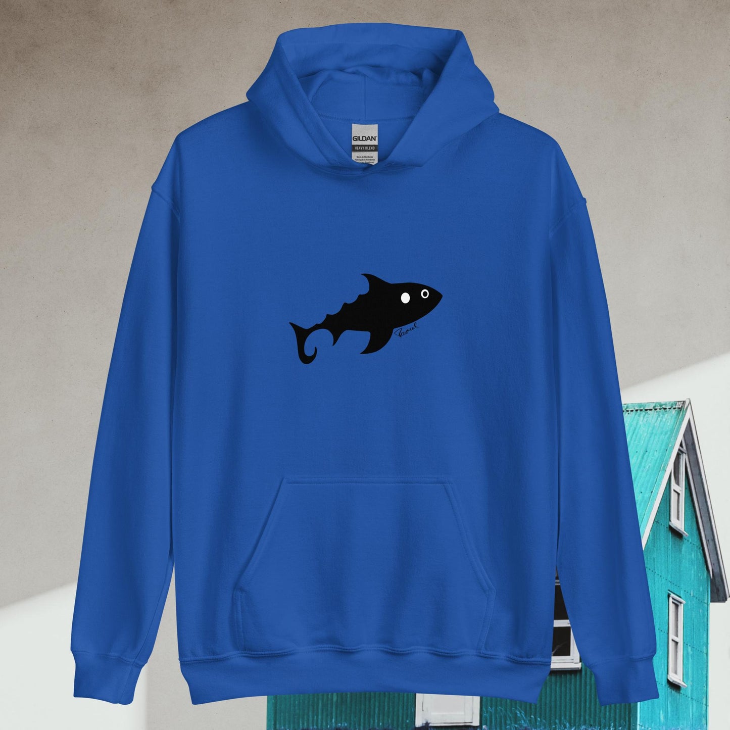 Herren-Kapuzenpullover - Fisch (schwarz)