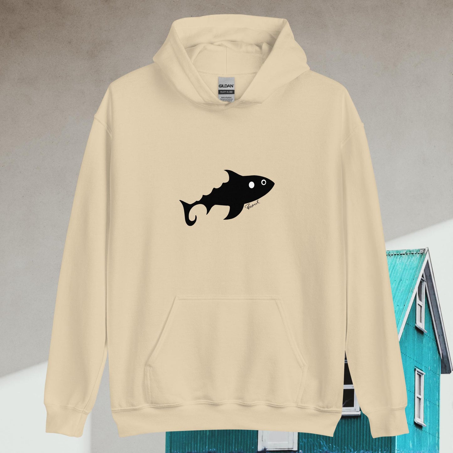 Herren-Kapuzenpullover - Fisch (schwarz)