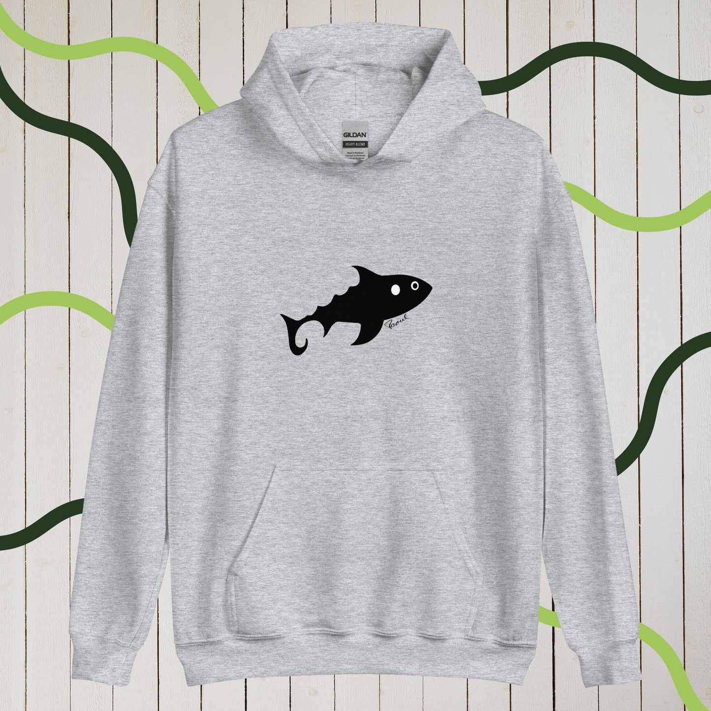 Damen-Kapuzenpullover - Fisch (schwarz)