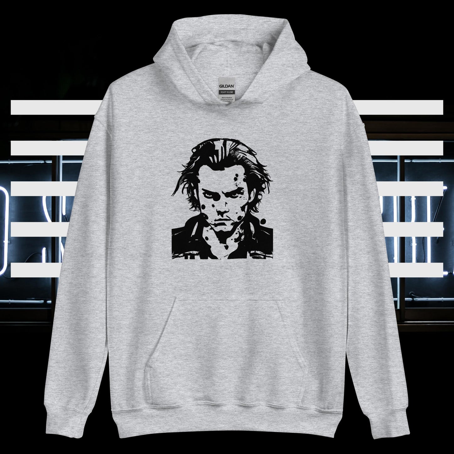 Damen-Kapuzenpullover - Kopf Silhouette (schwarz)
