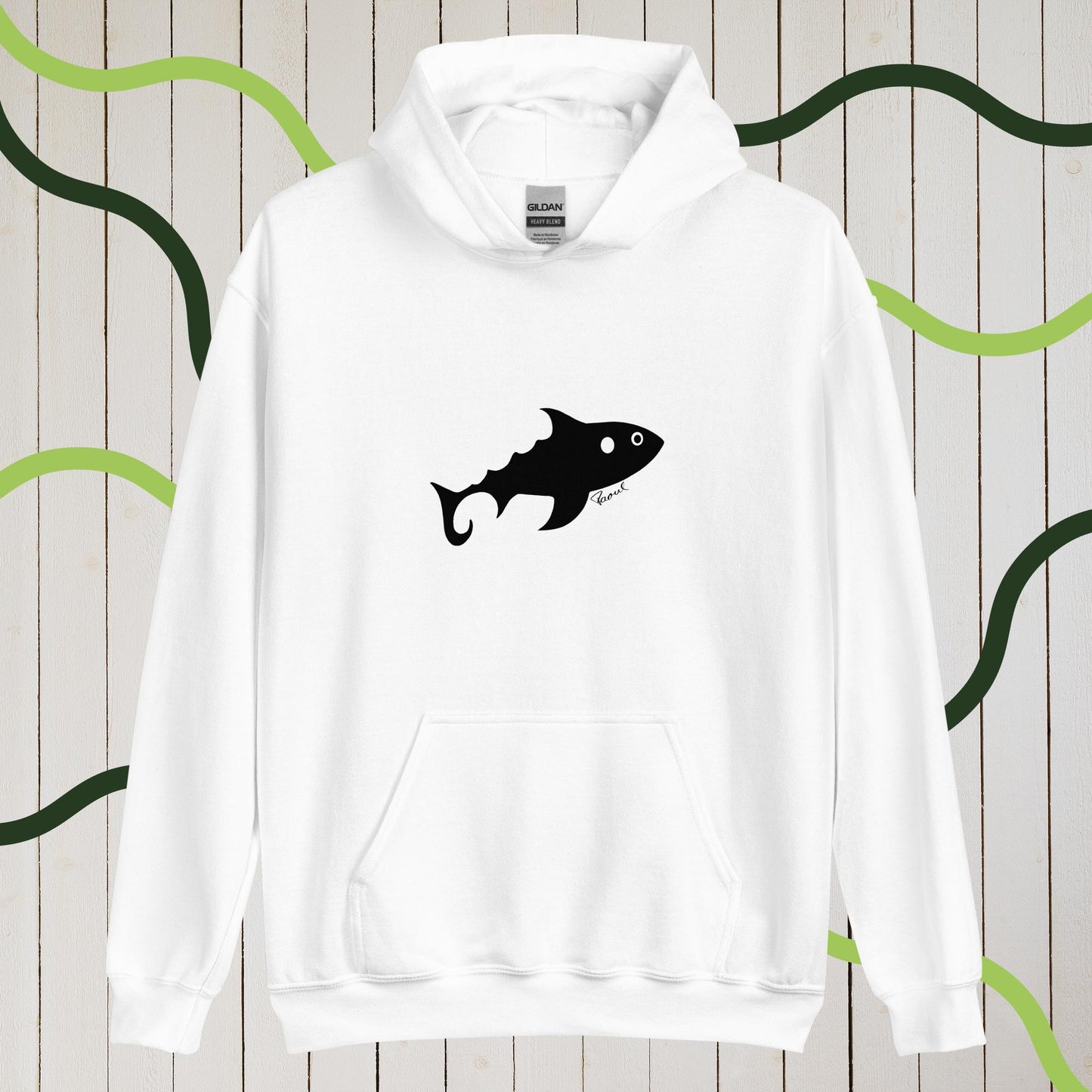 Damen-Kapuzenpullover - Fisch (schwarz)