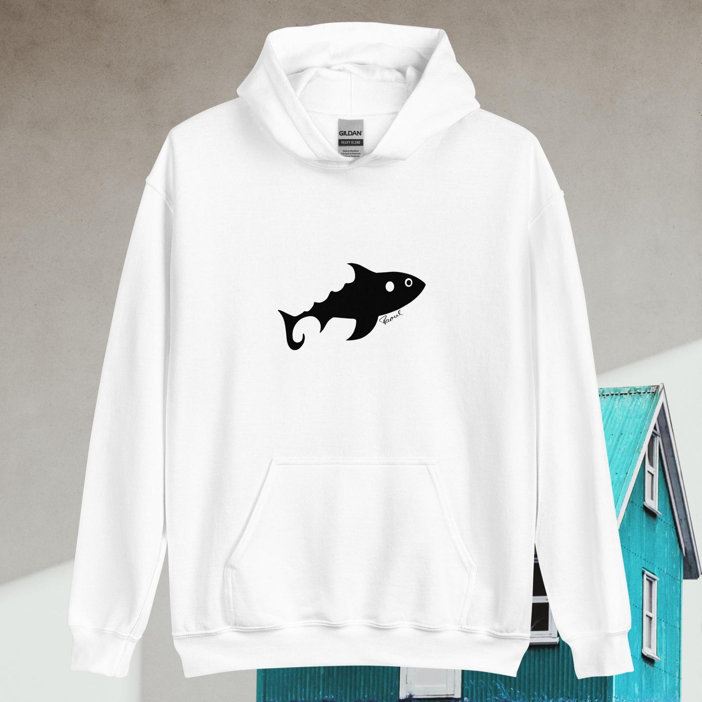 Herren-Kapuzenpullover - Fisch (schwarz)