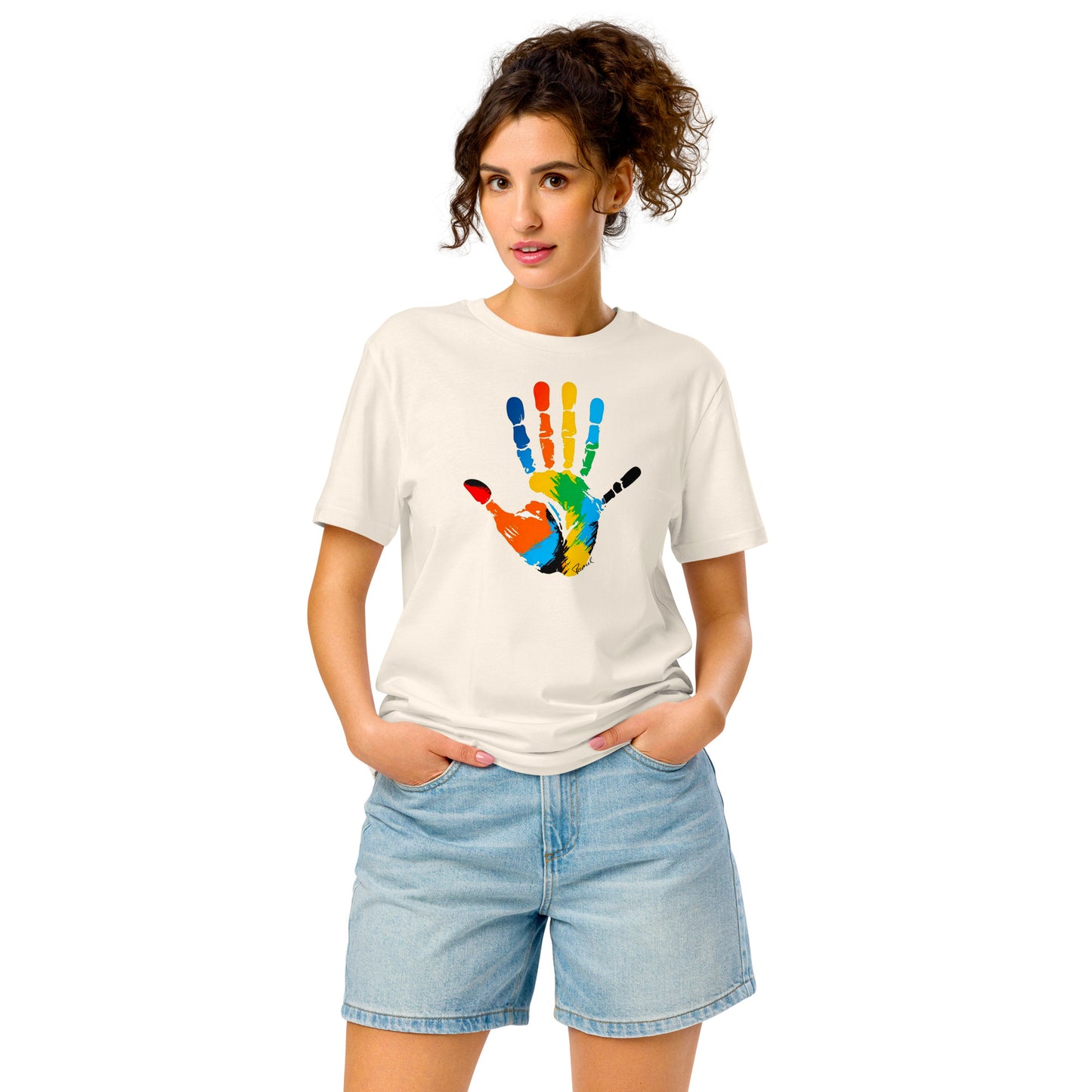 Damen - Mittelschweres Bio-T-Shirt - Six Finger Color Hand
