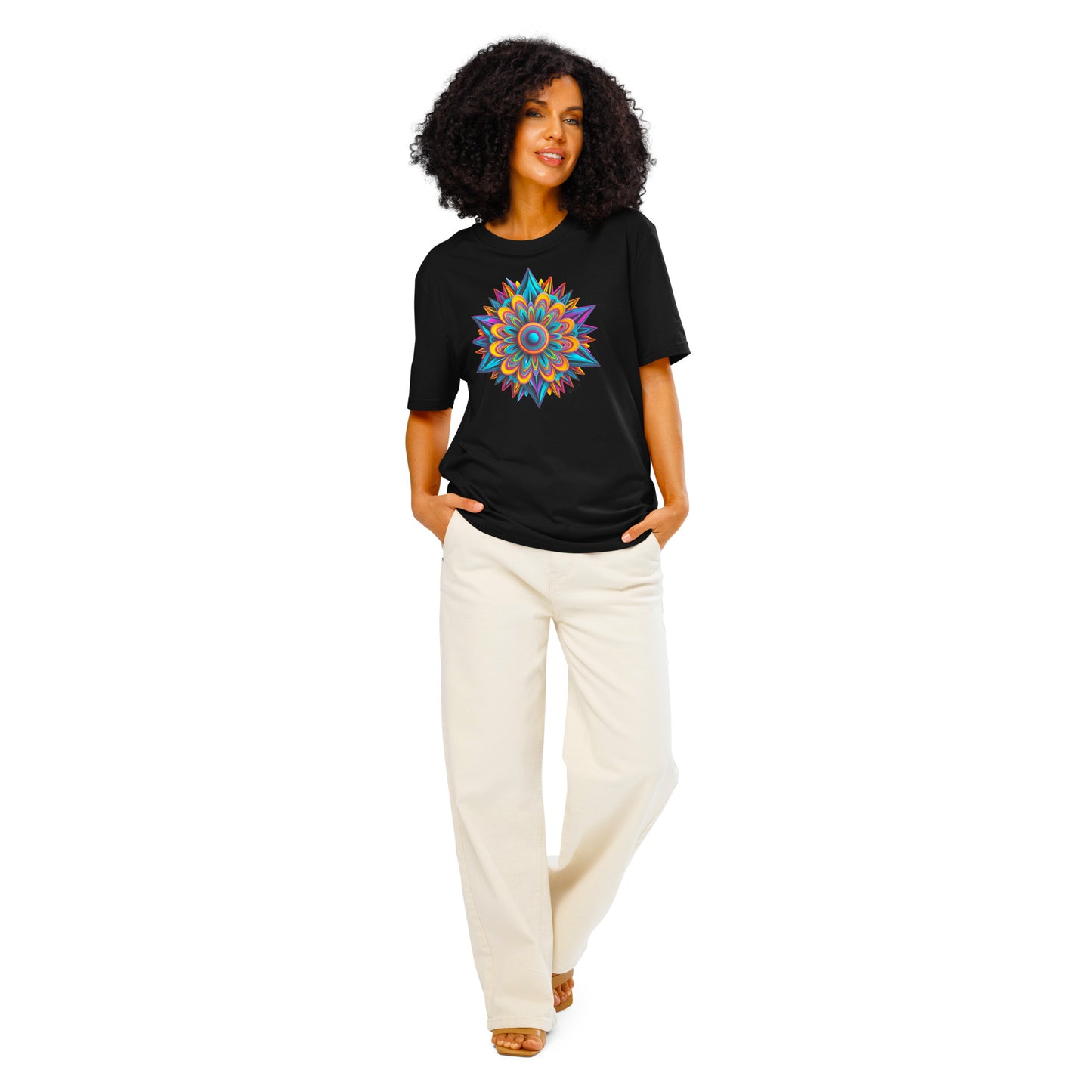 Damen Bio-T-Shirt mit Rippkragen - Kaleidoskop