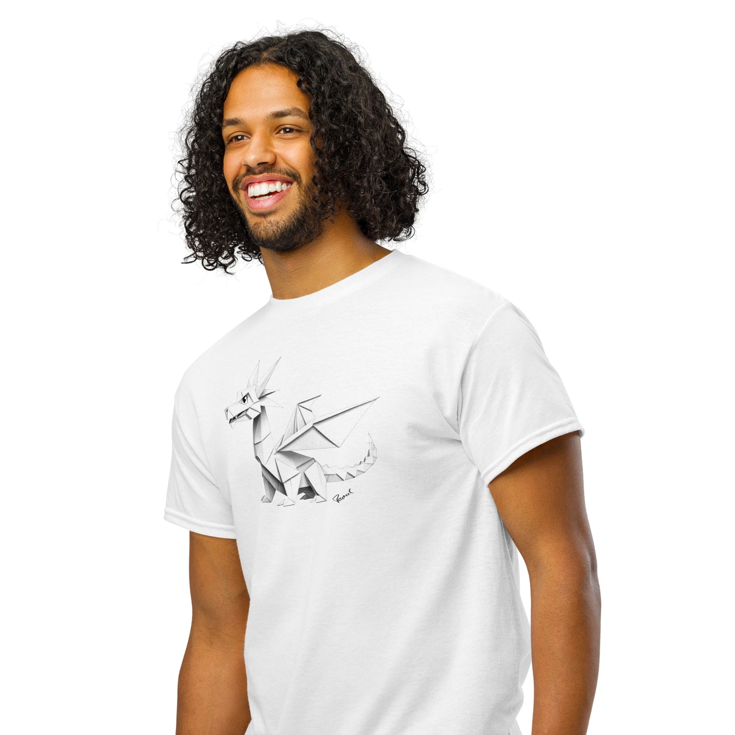 DryBlend® T-Shirt - Origami weißer Drache
