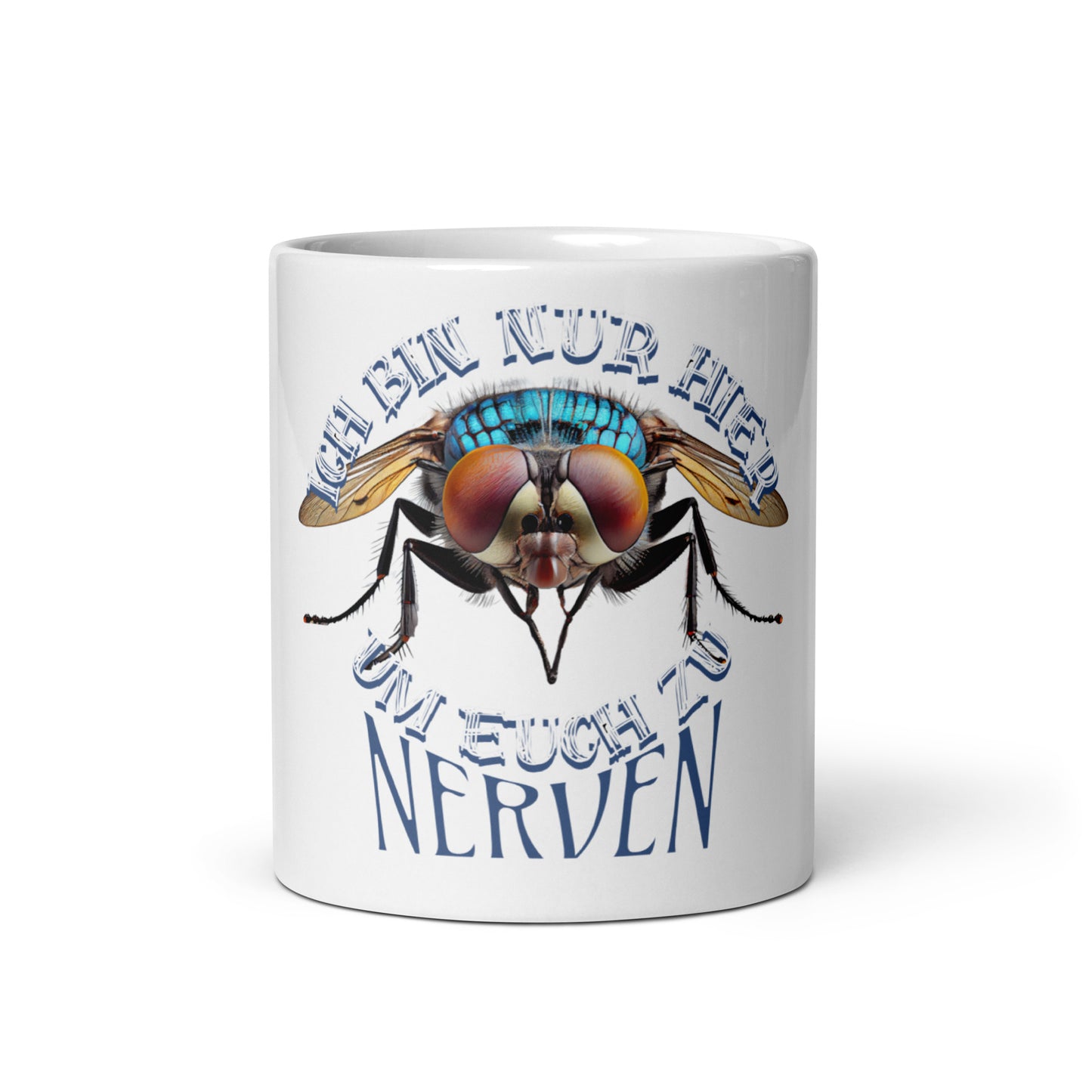 Weiße, glänzende Tasse - Nur zum Nerven