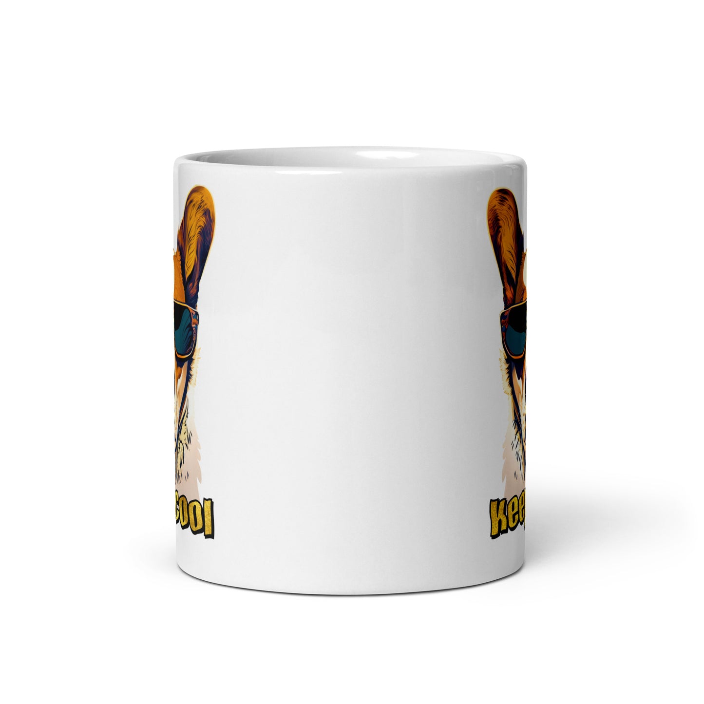 Weiße, glänzende Tasse - Bleib Cool