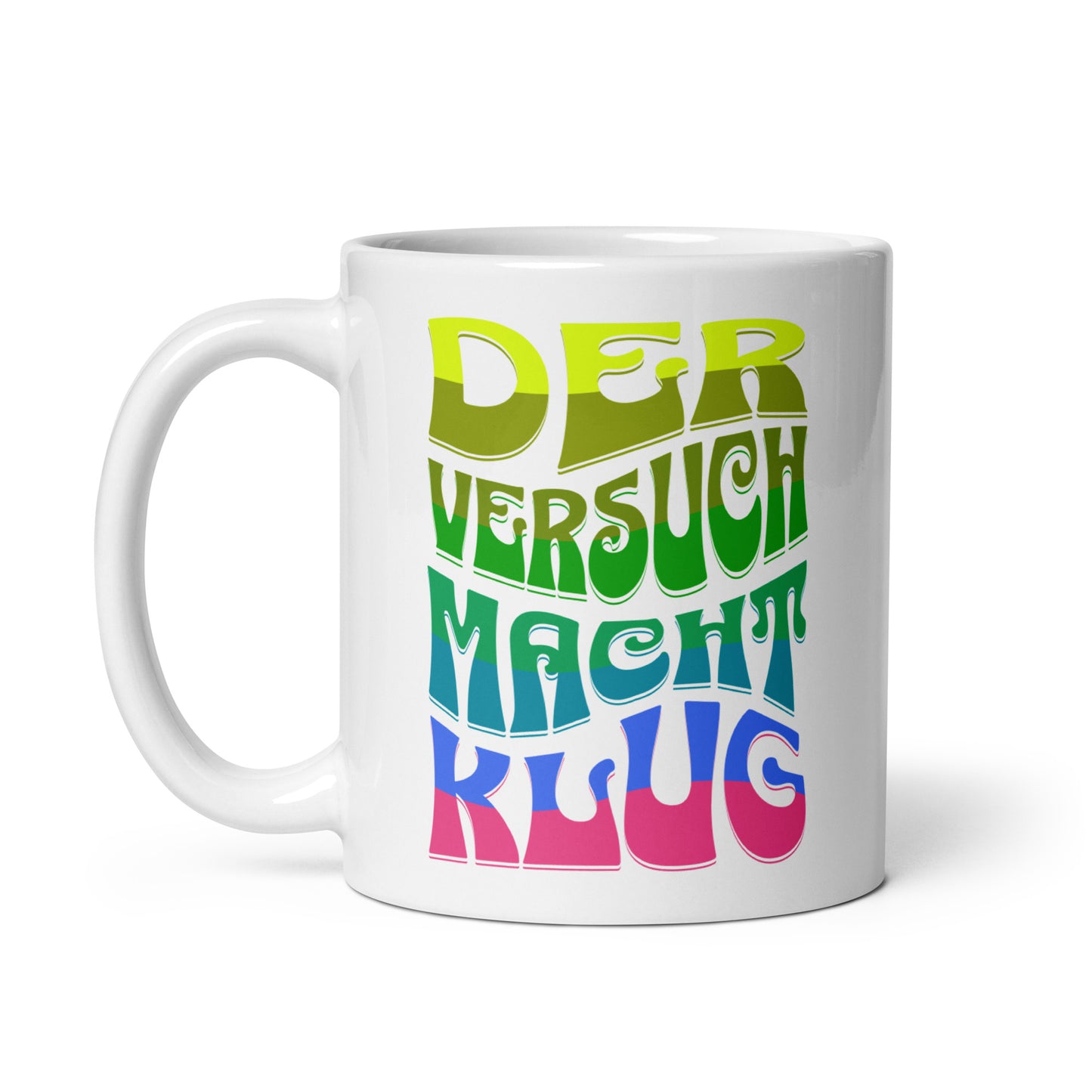 Weiße, glänzende Tasse - Der Versuch