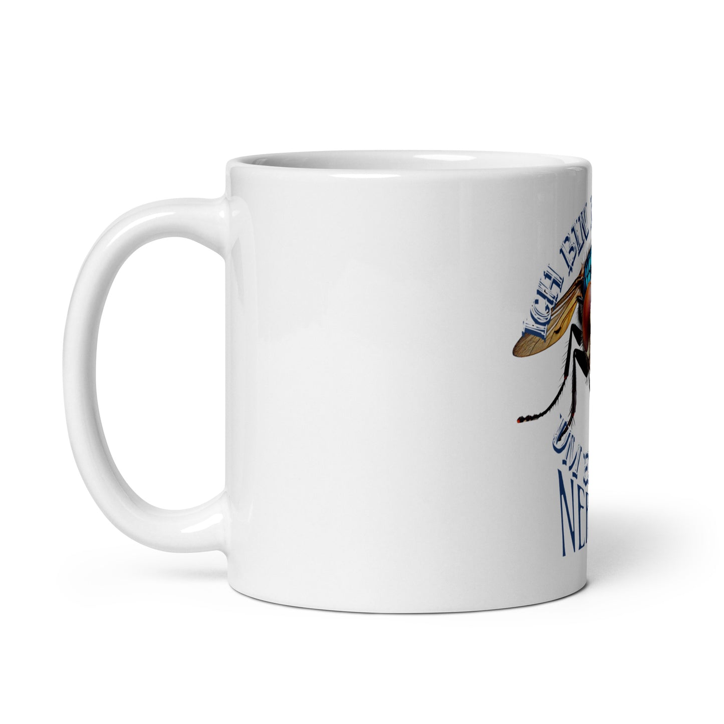 Weiße, glänzende Tasse - Nur zum Nerven