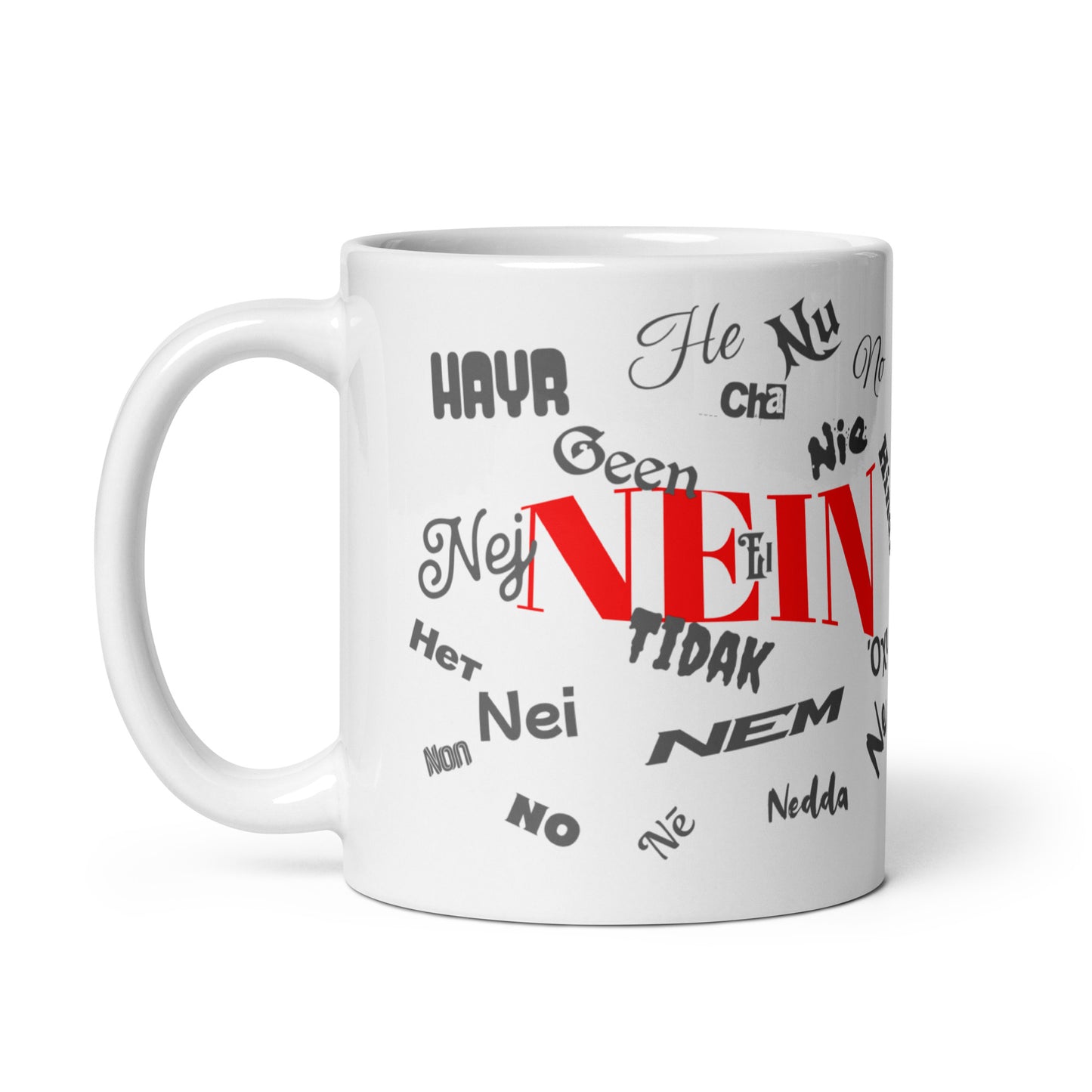 Weiße, glänzende Tasse - Nein