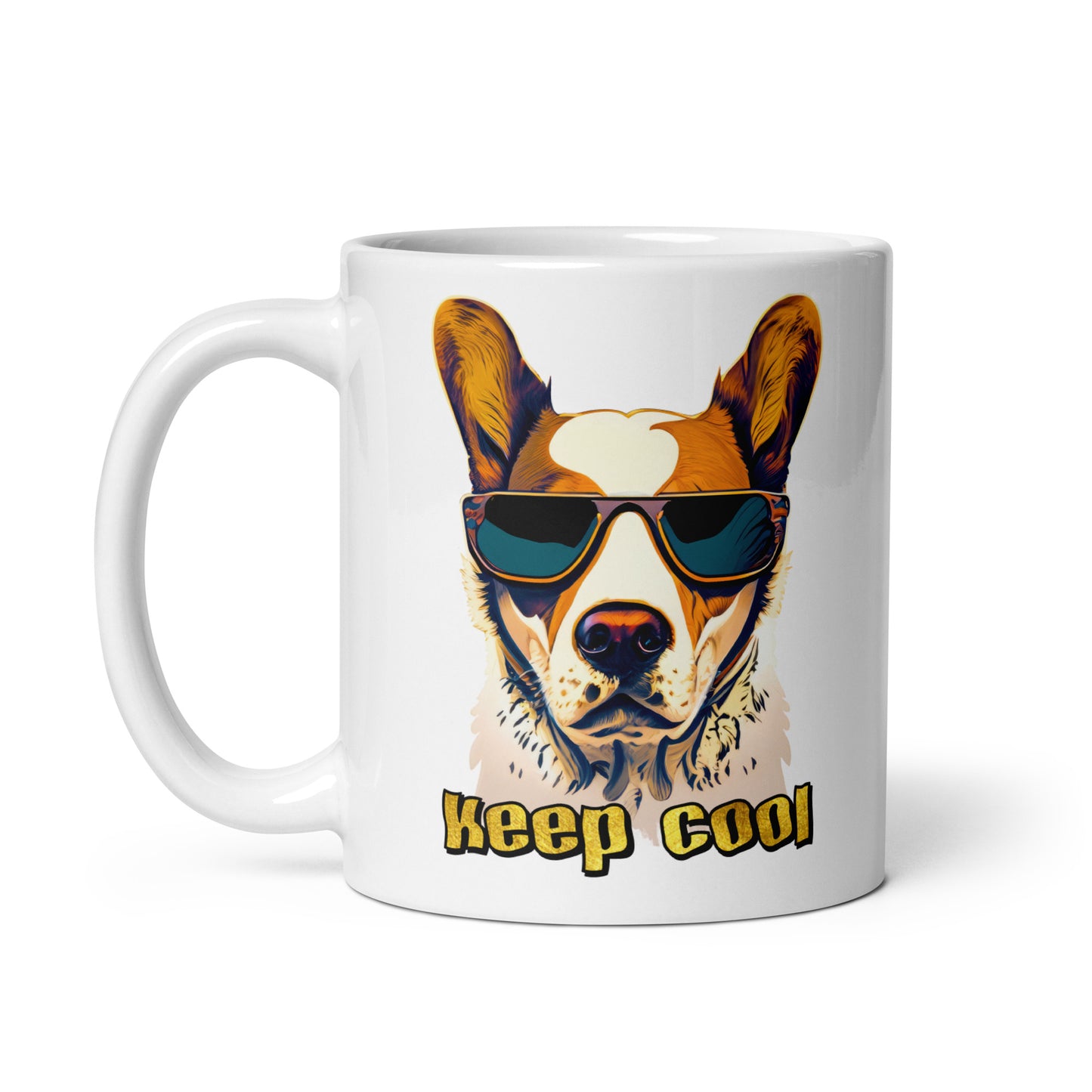 Weiße, glänzende Tasse - Bleib Cool