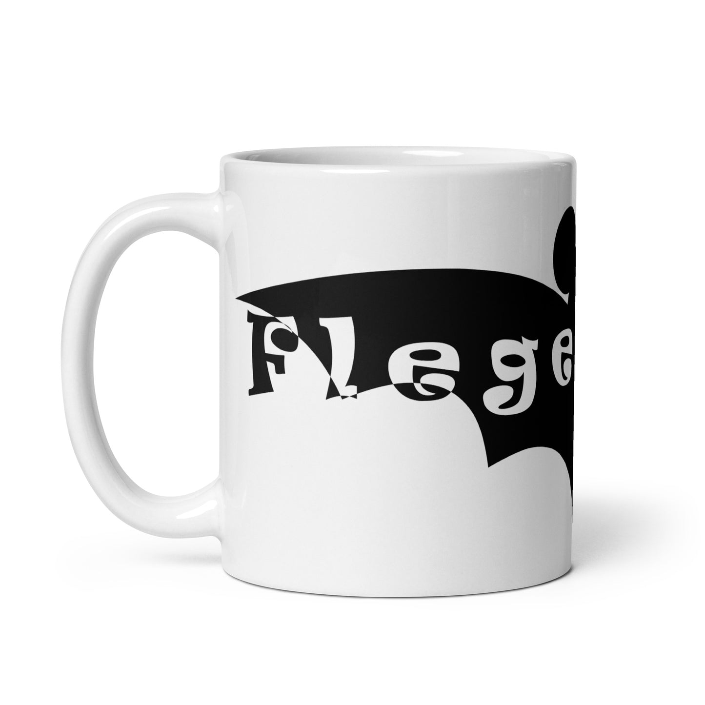 Weiße, glänzende Tasse - Flegelmaus
