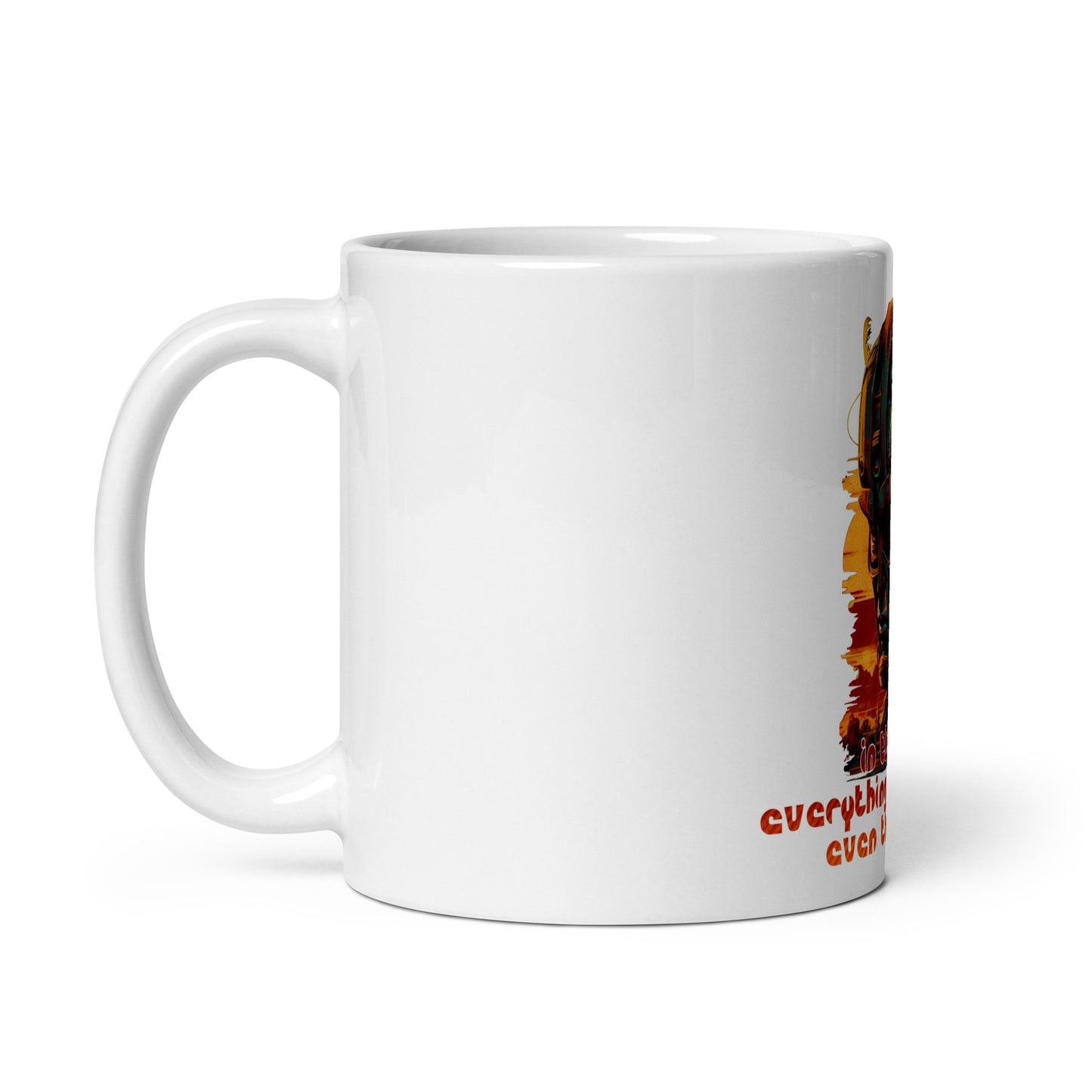 Weiße, glänzende Tasse - Früher war alles